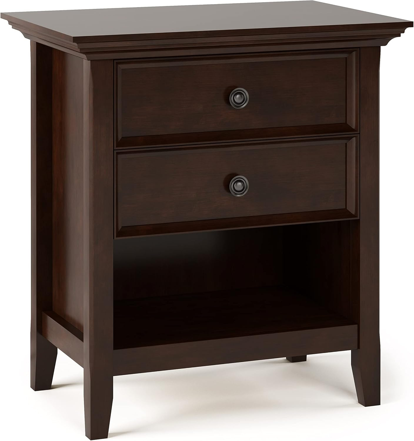 Simpli Home Amherst Solid Wood Bedside Table In Russet Brown