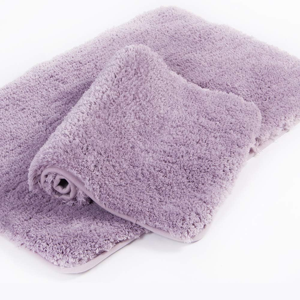 Walensee Shaggy 2 Piece Bath Rug Set, 20 x 32, Lavender Bath Mats for Bathroom and Shower, Machine Wash/Dry, Absorbent, Non-Slip Plush Rug Sets