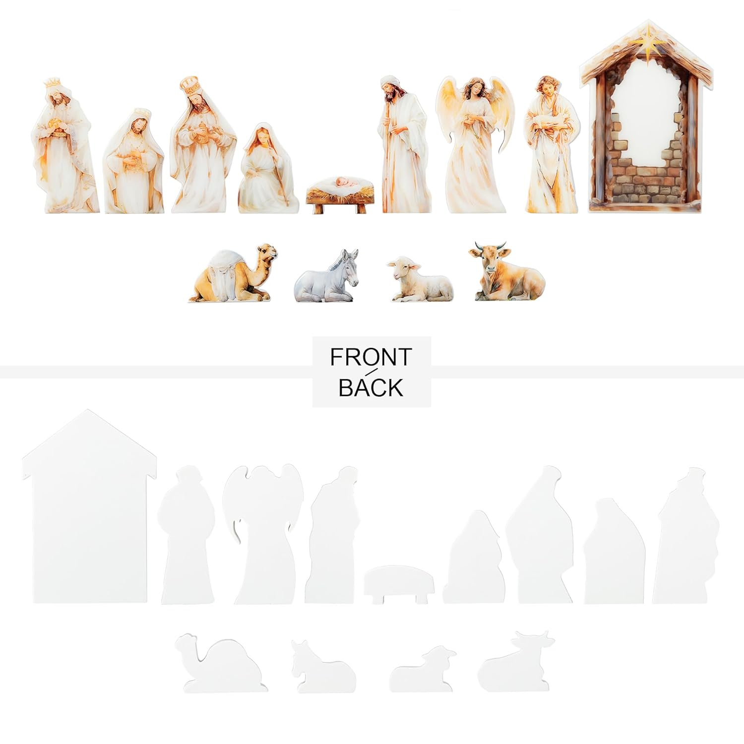 8.5" Wooden and Epoxy Resin Nativity Scene Set