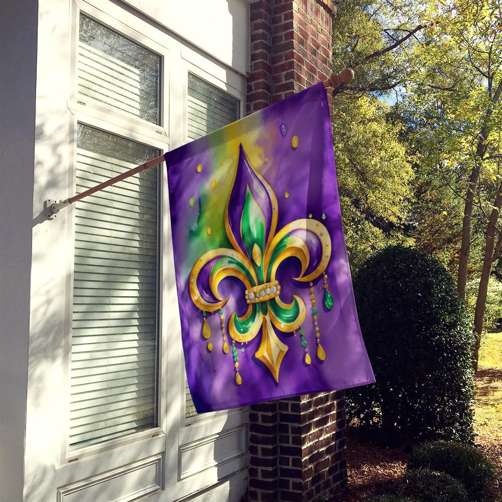 Fleur de lis Mardi Gras House Flag 28 in x 40 in