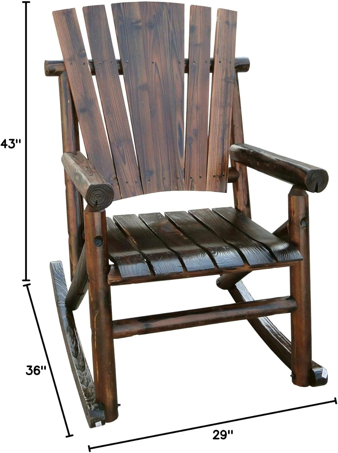 Leigh Country Char-Log Series TX 93859 Adult Wood Outdoor Rocking Chair, Brown