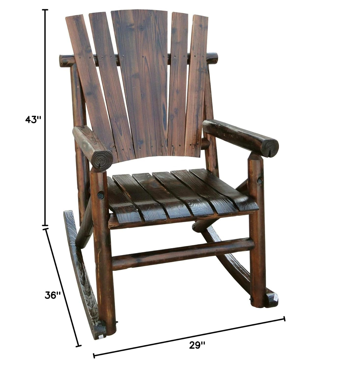 Leigh Country Char-Log Series TX 93859 Adult Wood Outdoor Rocking Chair, Brown