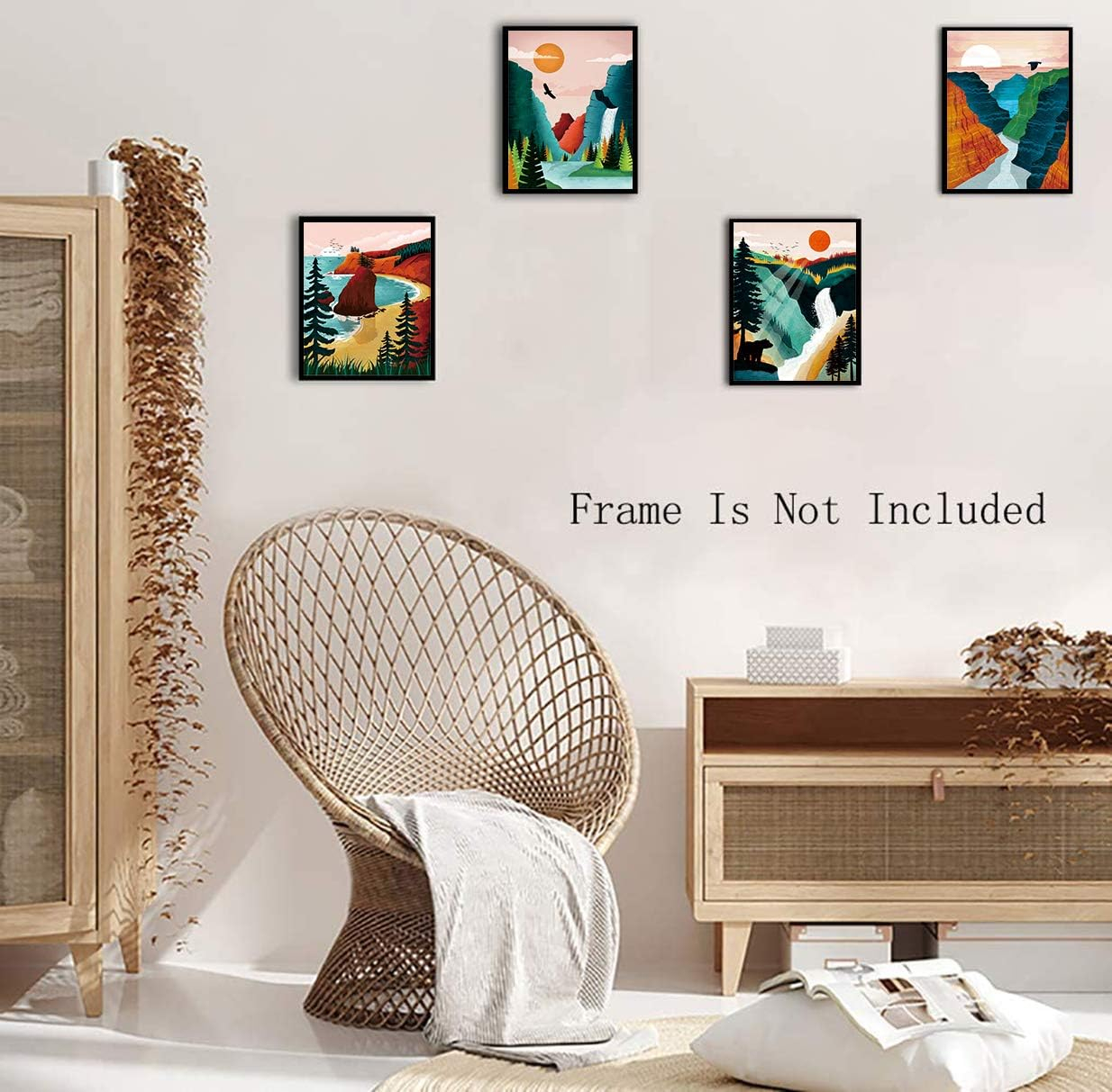 National Park Poster ,National Parks Art Prints,Nature Wall Art, Grand Canyon , Sierra Nevada mountains，Olympic National Park Art For Home and Living Room Wall Art Decor Set of 4 (8”X10” ， No Frame