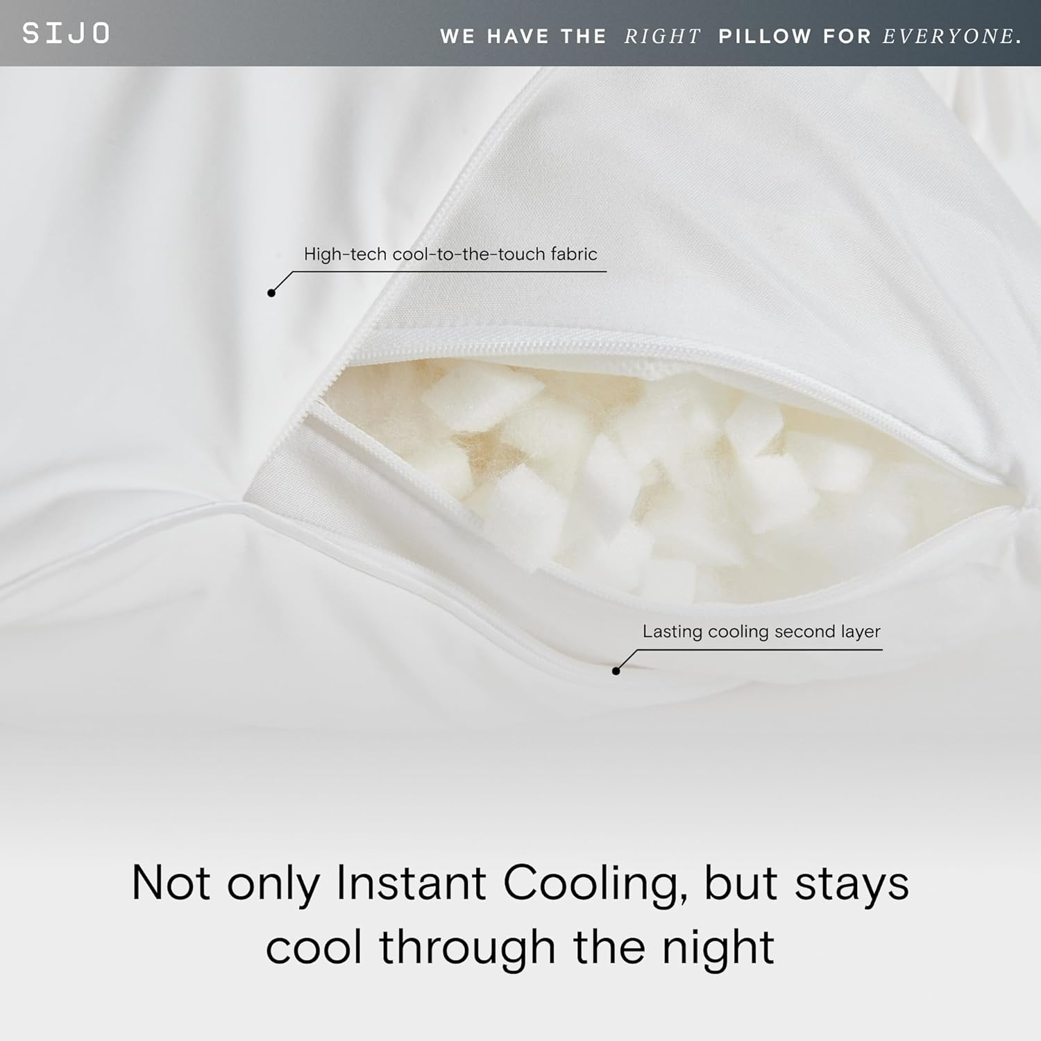 White Adjustable Memory Foam Cooling Pillow with Fill Pouch