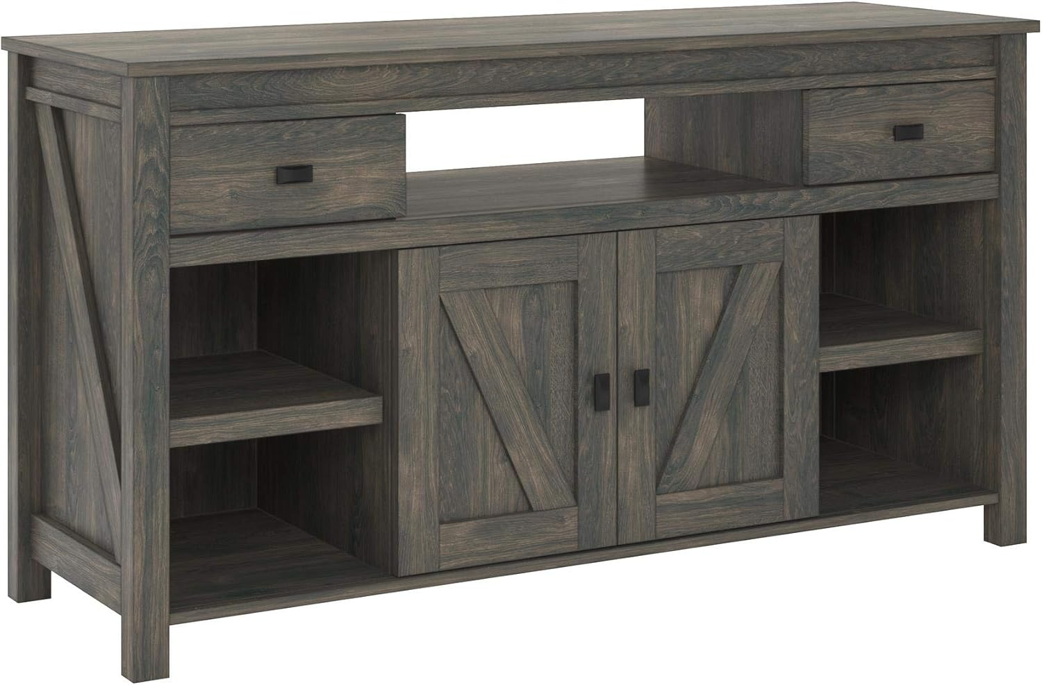 Farmington Gray Weathered Oak TV Stand with Cabinet for 60" TVs