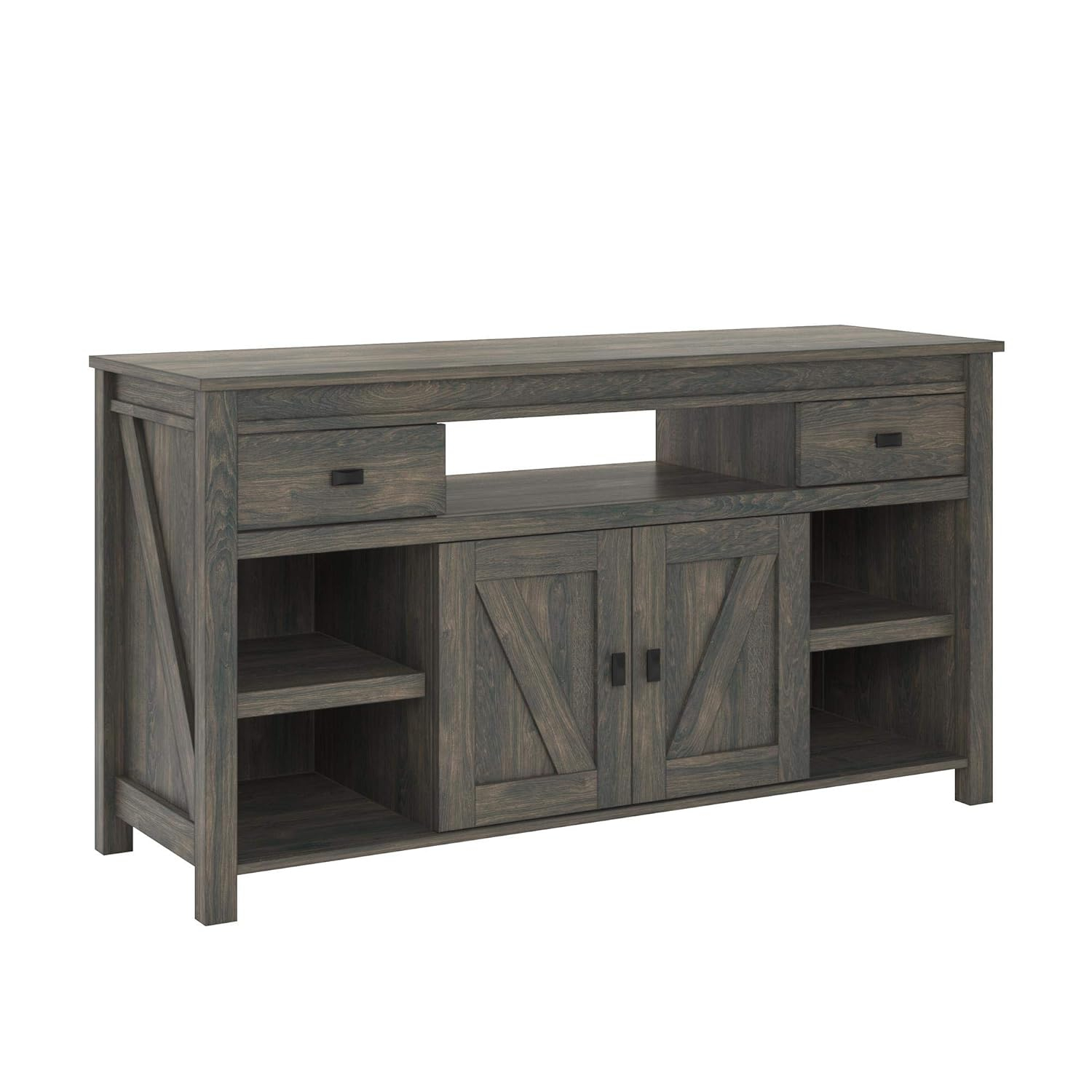Farmington Gray Weathered Oak TV Stand with Cabinet for 60" TVs