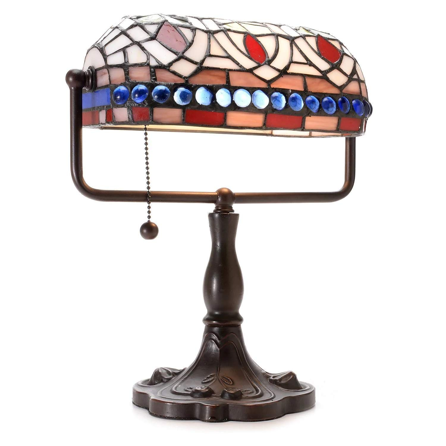 Warehouse of Tiffany 12-in Brown Bankers Desk Lamp with Metal Shade