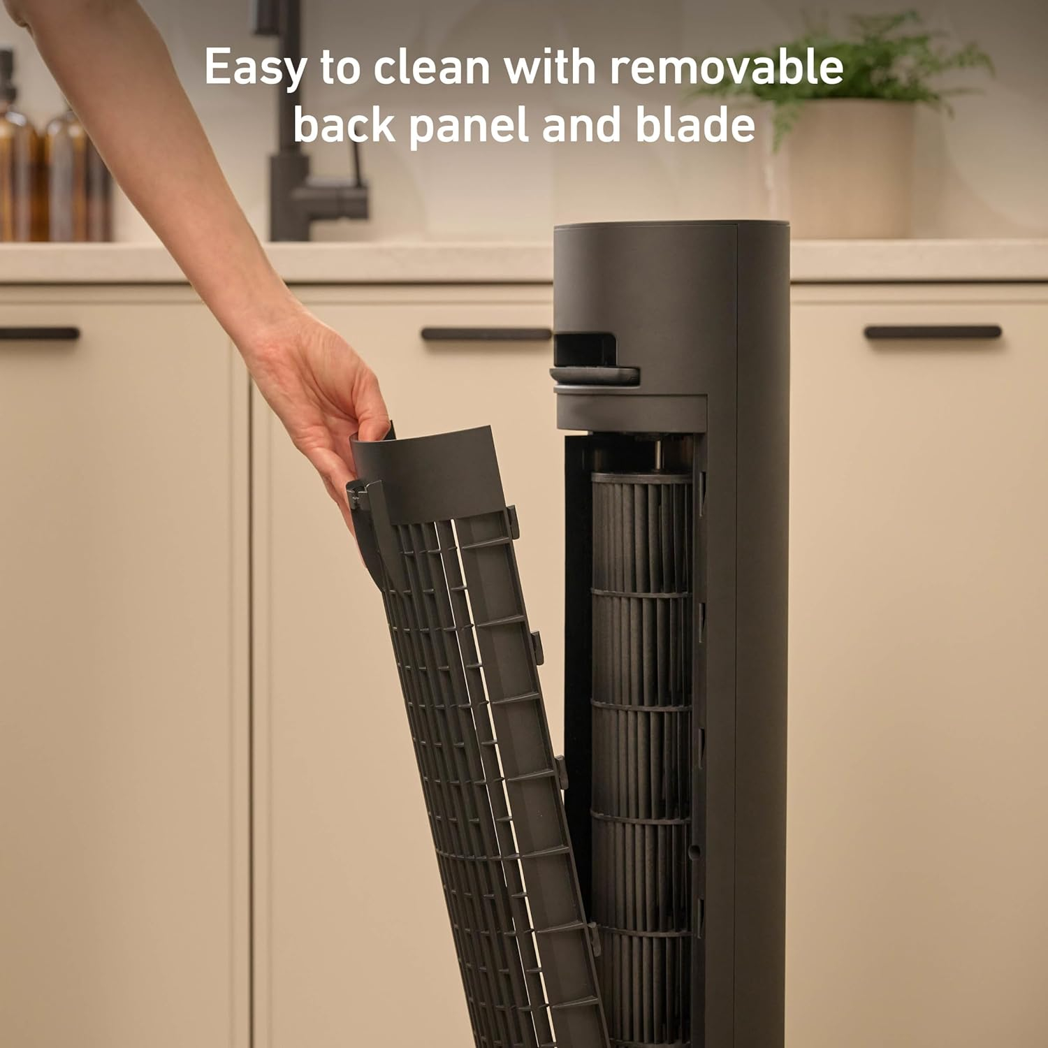 Holmes CleanBreeze 36” High 6-Speed Removable Grill Oscillating Digital Tower Fan with Remote, Black