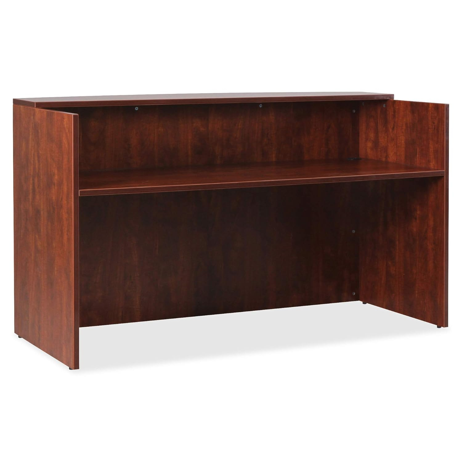 Lorell Essentials Series Cherry Reception Desk - 1" Top, 35.4" x 70.9"42.5" Desk - Finish: Cherry Laminate