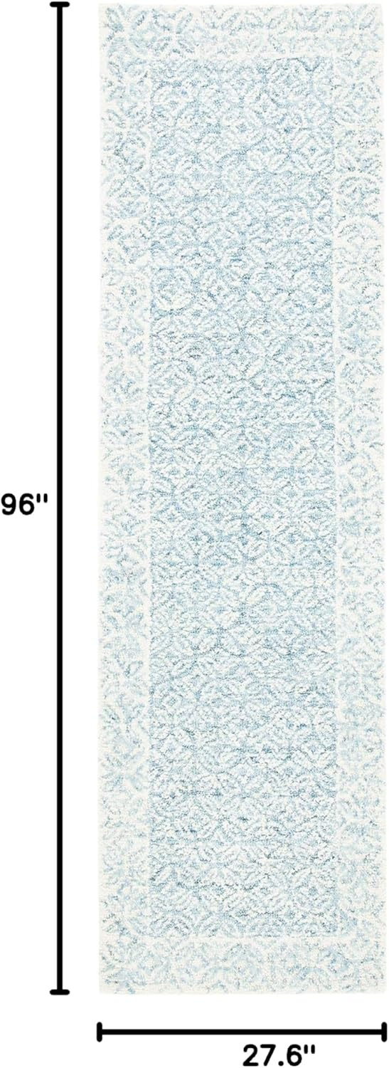 Abstract Blue/Ivory 2 ft. x 8 ft. Floral Trellis Runner Rug