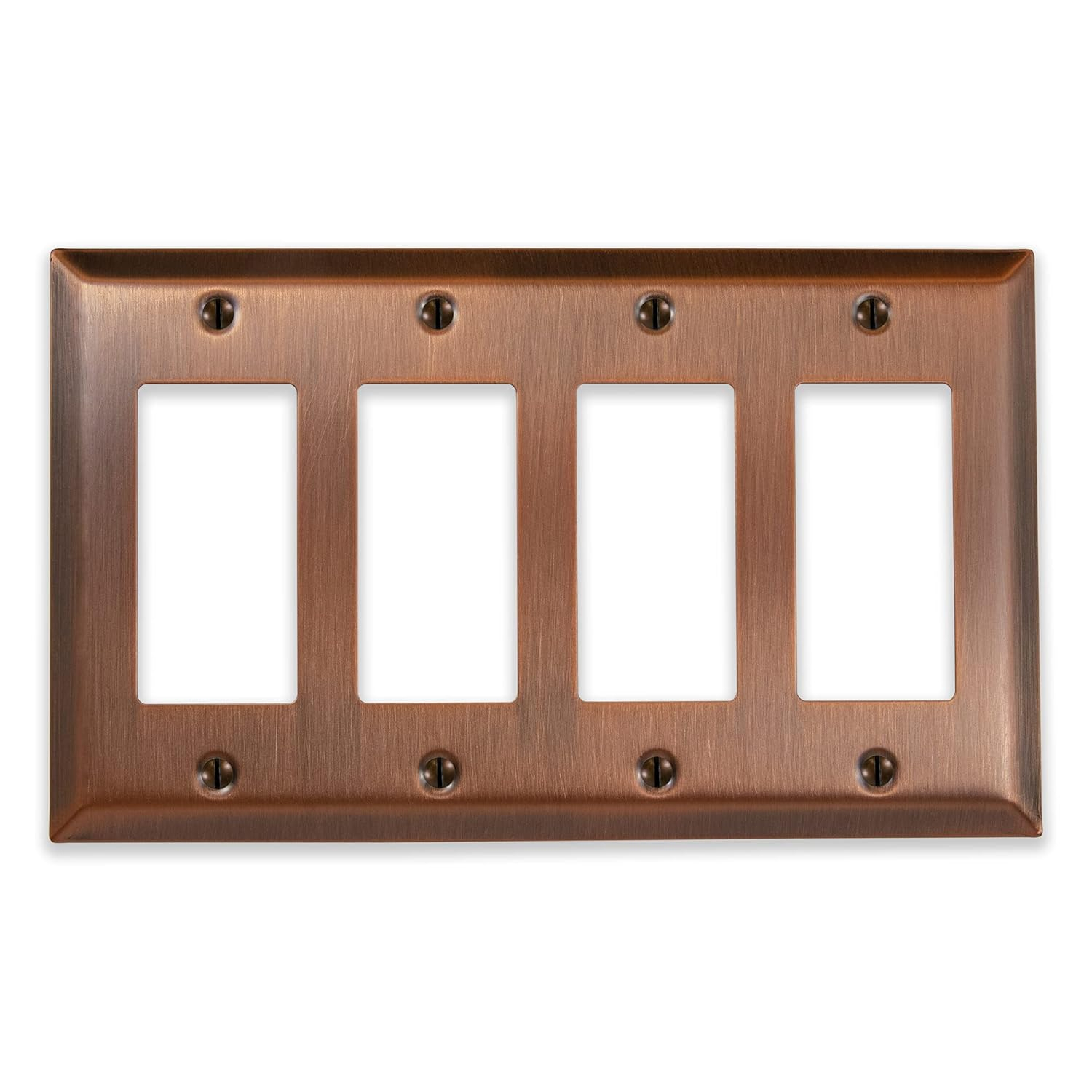 Amerelle 163R4AC Century Wallplate, 4 Rocker, Steel, Antique Copper, 1-Pack