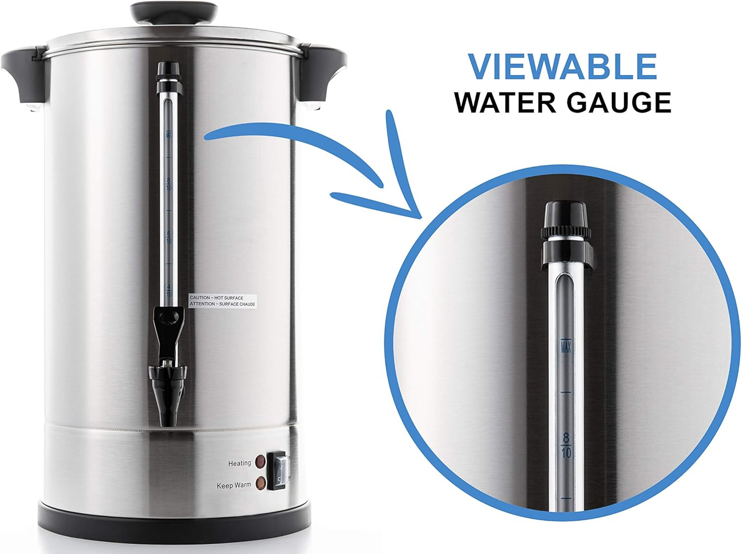 SYBO Commercial Grade Stainless Steel Percolate Coffee Maker Hot Water Urn, 55 CUP 8L