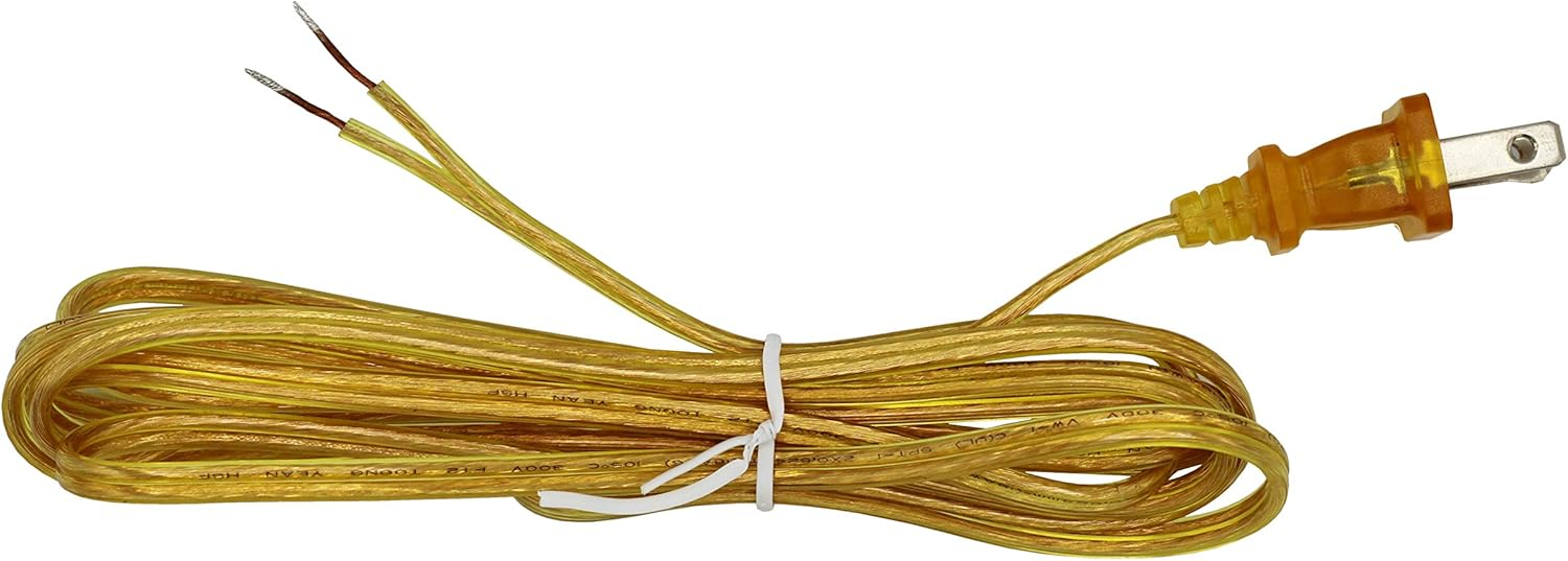 Creative Hobbies Transparent Gold Lamp Cord, 8 Foot Long, Replacement Lamp Cord Lamp Repair Part, 18/2 SPT-1 Wire, UL Listed (2)