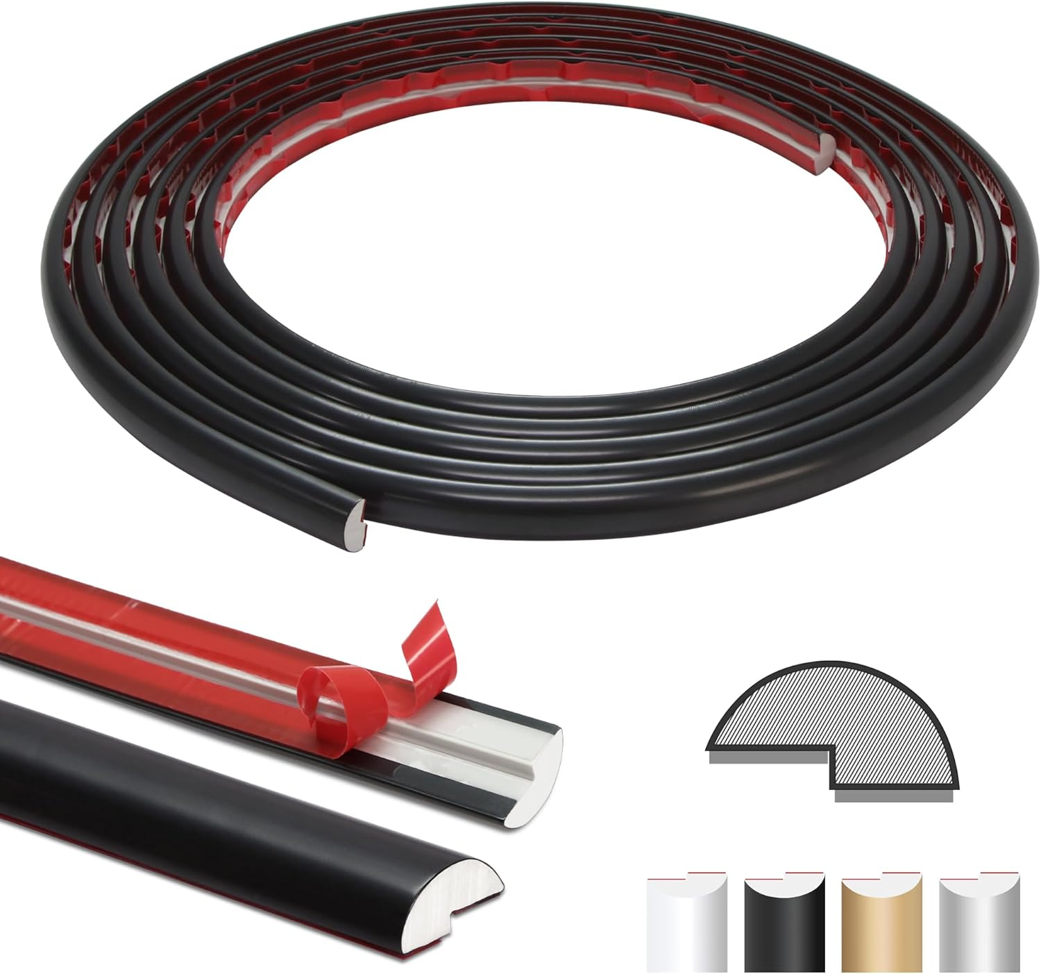 The Tiles Plaza Peel and Stick Tile Edge Trim for Backsplash Tile 15 Feet Self Adhesive PVC Trim Molding Decorative Trim, Matte Black