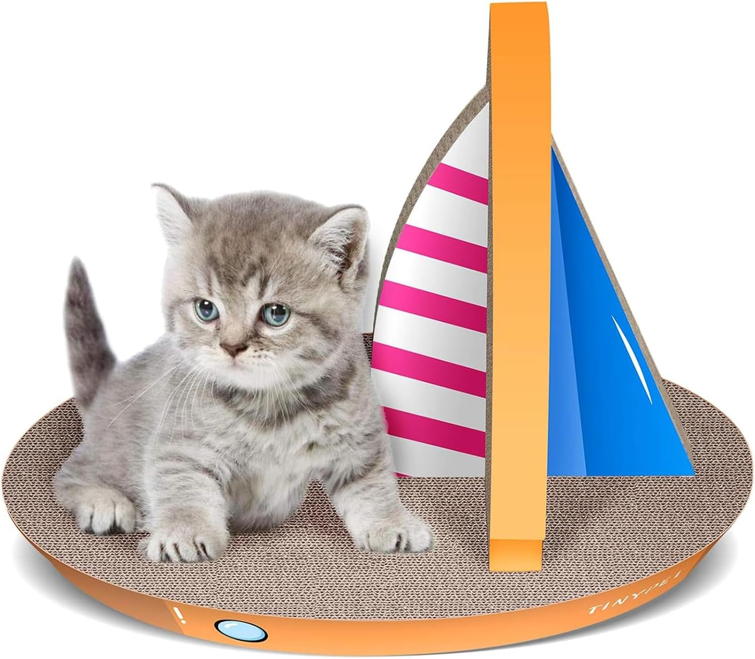 FluffyDream Cat Condo Scratcher Post Cardboard, Sailboat Shape Cat Scratching Lounge Bed