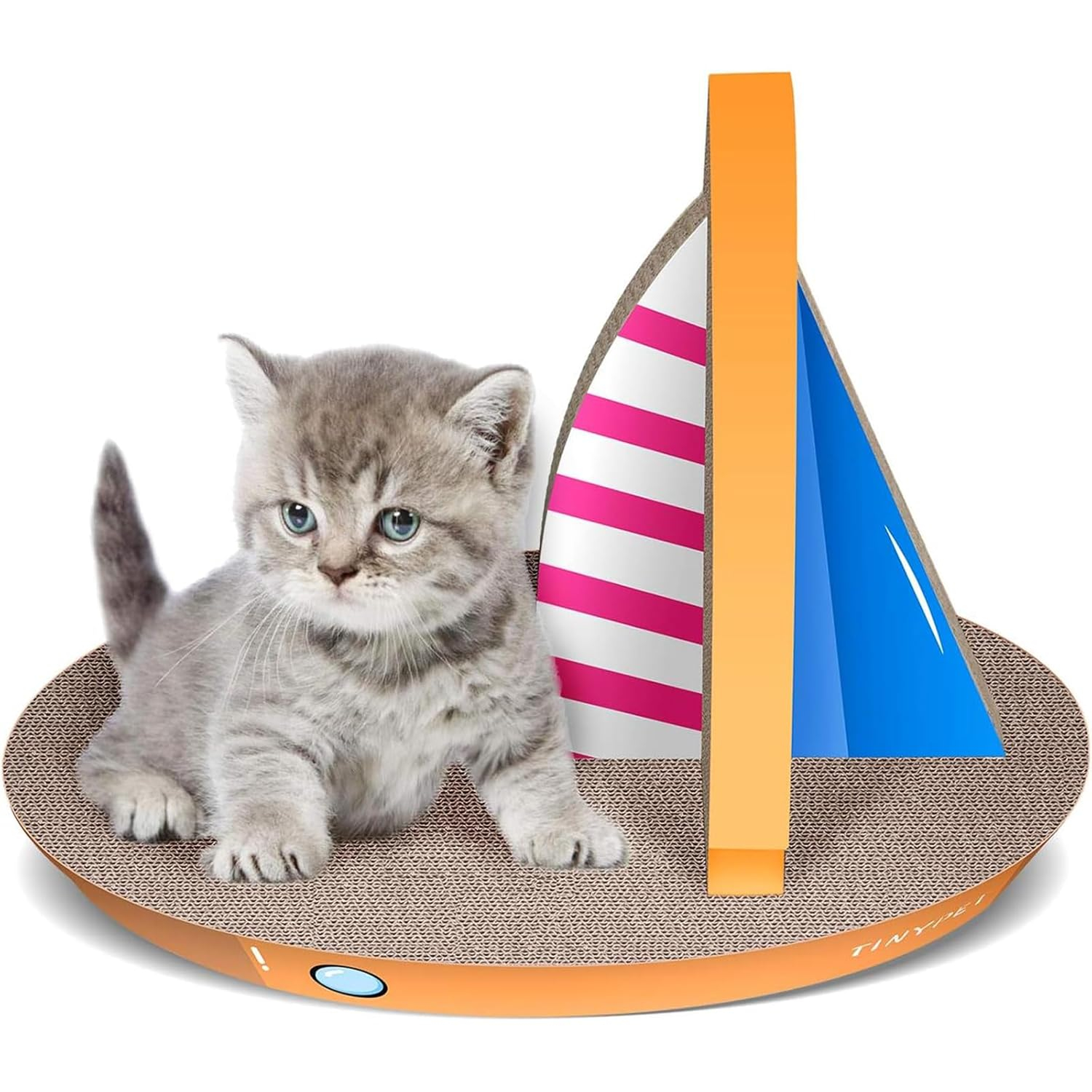 FluffyDream Cat Condo Scratcher Post Cardboard, Sailboat Shape Cat Scratching Lounge Bed
