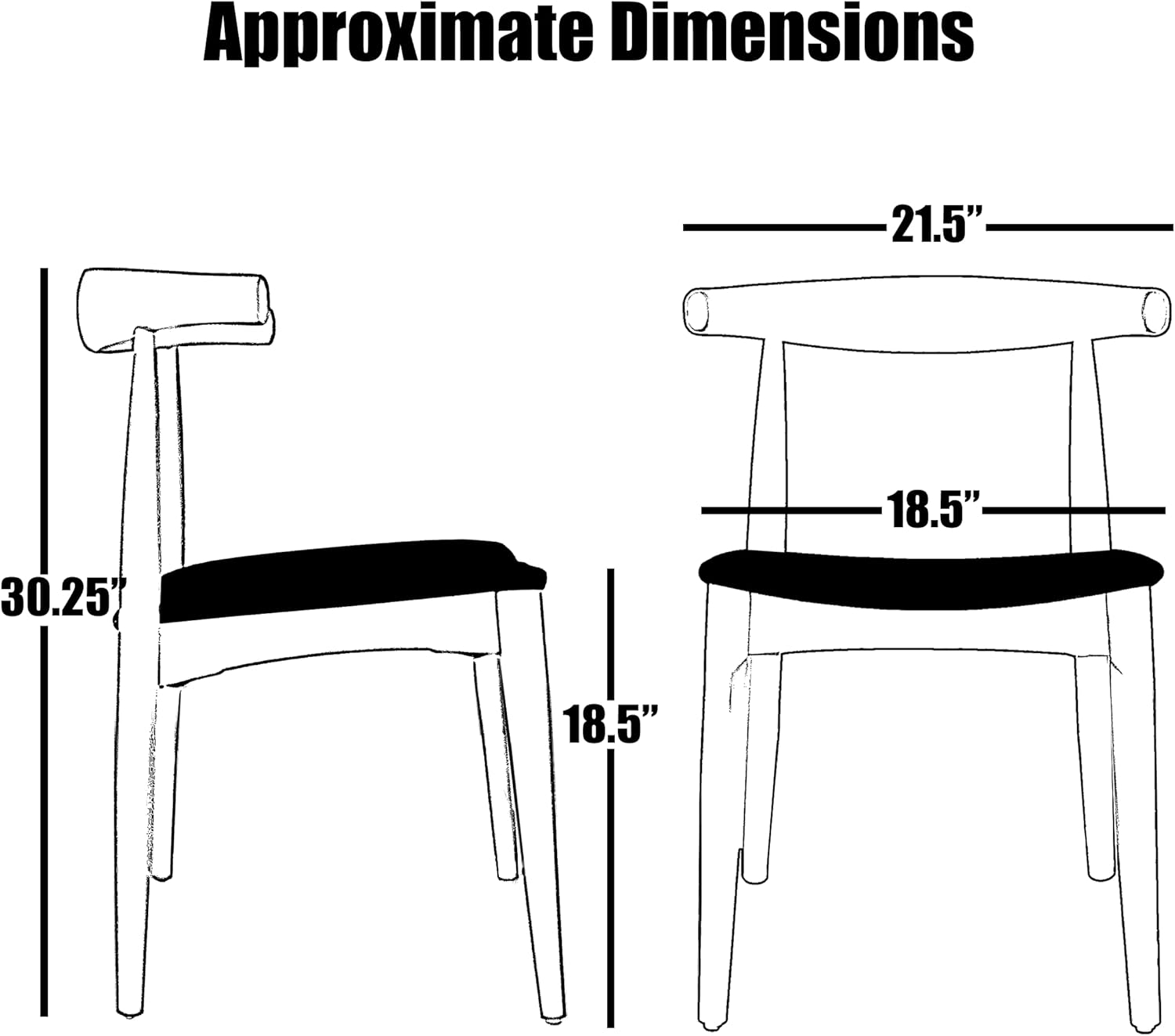 2xhome Contemporary Farmhouse Real Solid Wood Cloth Cushion Seat Dining Chair, Elbow Side Chair (Espresso-Beige Seat)