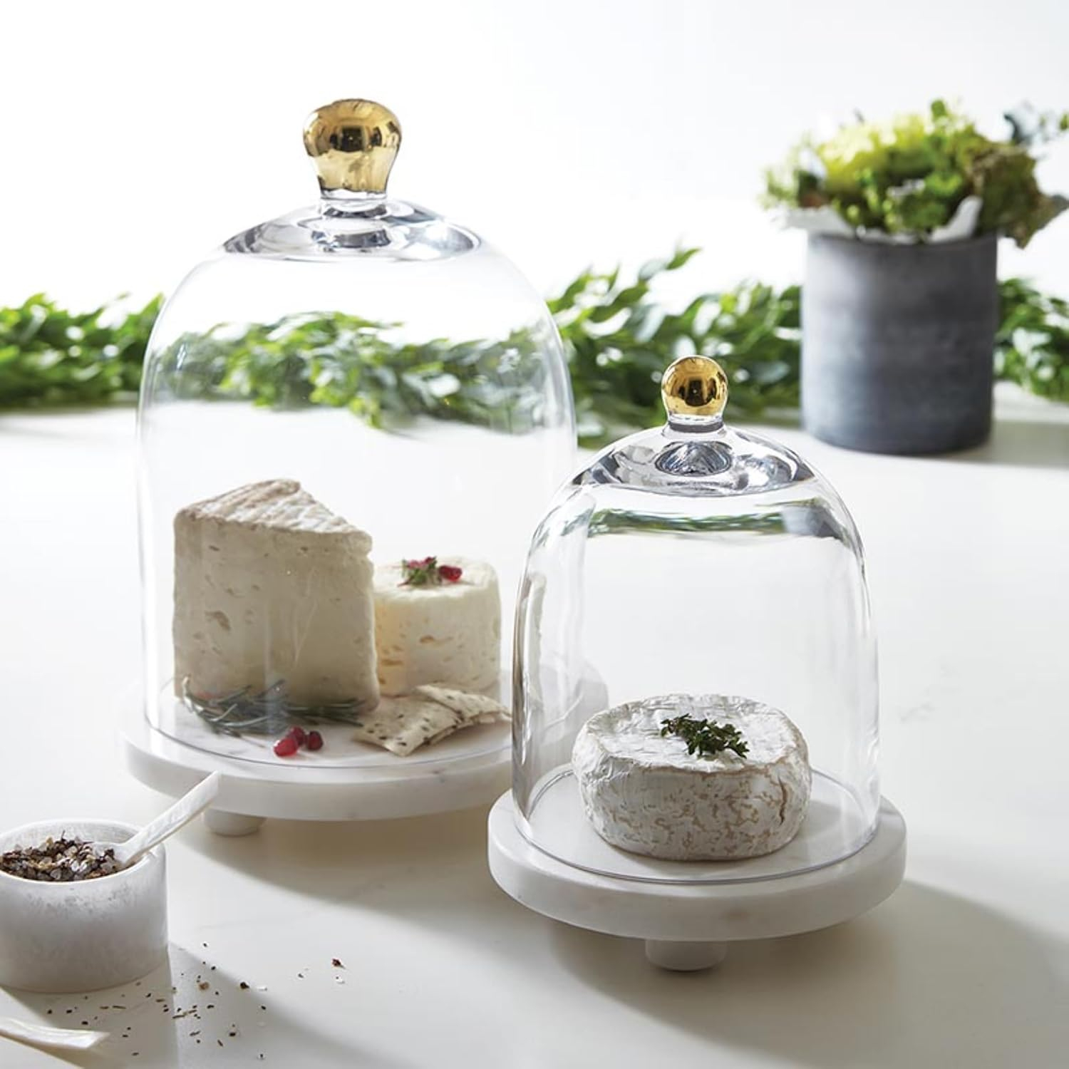 Santa Barbara Design Studio Glass Dome Food Cover Gold Knob Cloche, Small, Clear