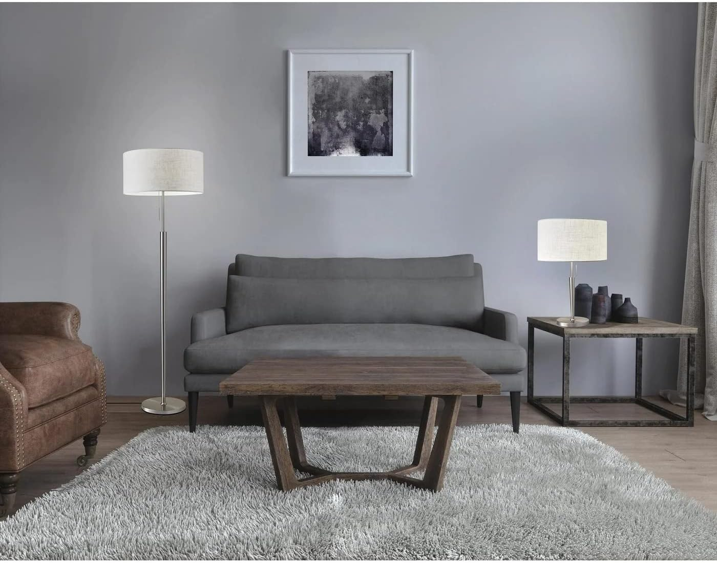 Adesso Hayworth Floor Lamp, Brushed Steel