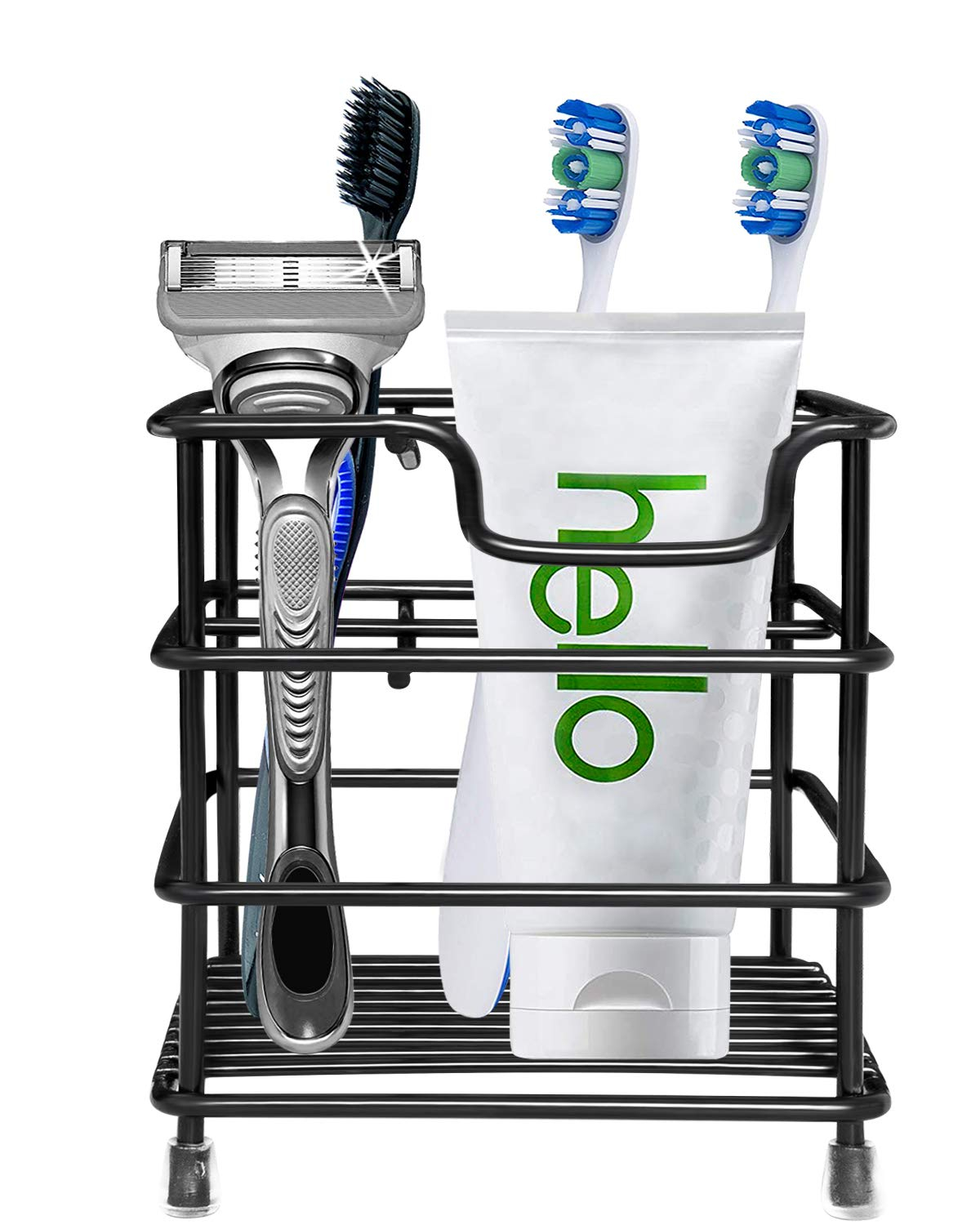 HYRIXDIRECT Toothbrush Holders for Bathrooms Stainless Steel Rustproof Toothbrush and Toothpaste Holder Organizer Tooth Brush Storage Stand