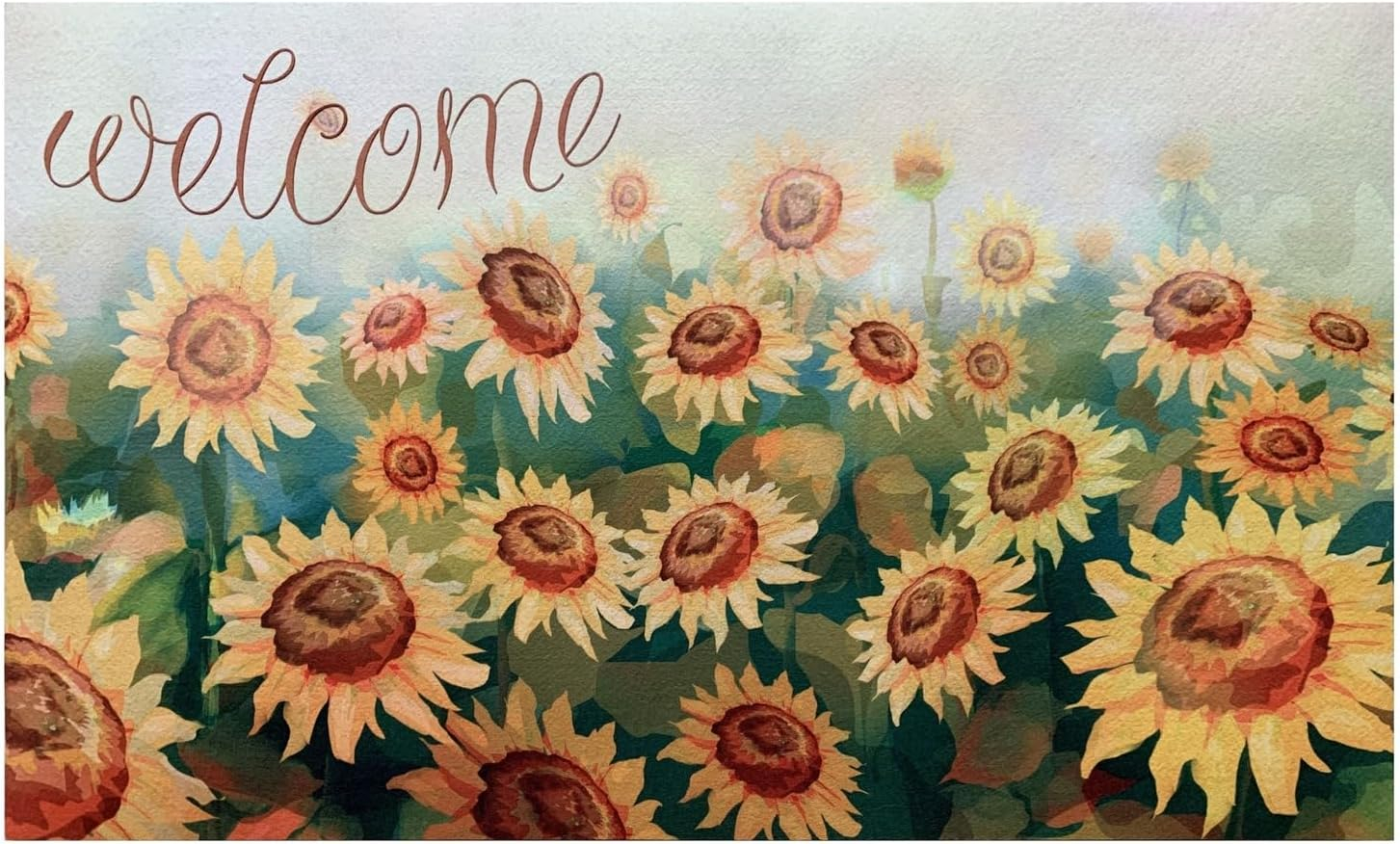 Achim Welcome Rubber Outdoor Doormat, Sunflower Field, 18" x 30"