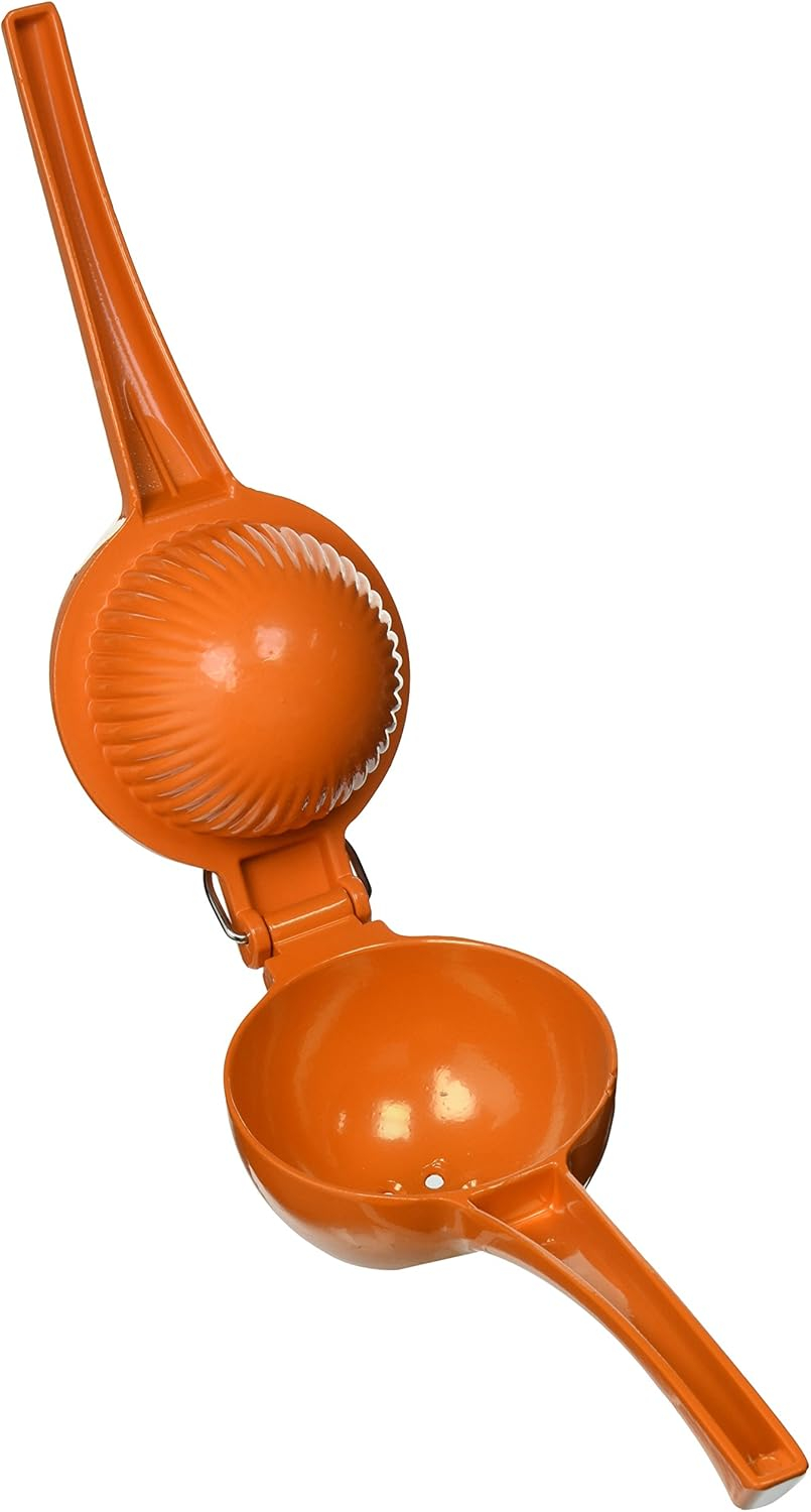 Orange Aluminum Citrus Squeezer with Ergonomic Handles