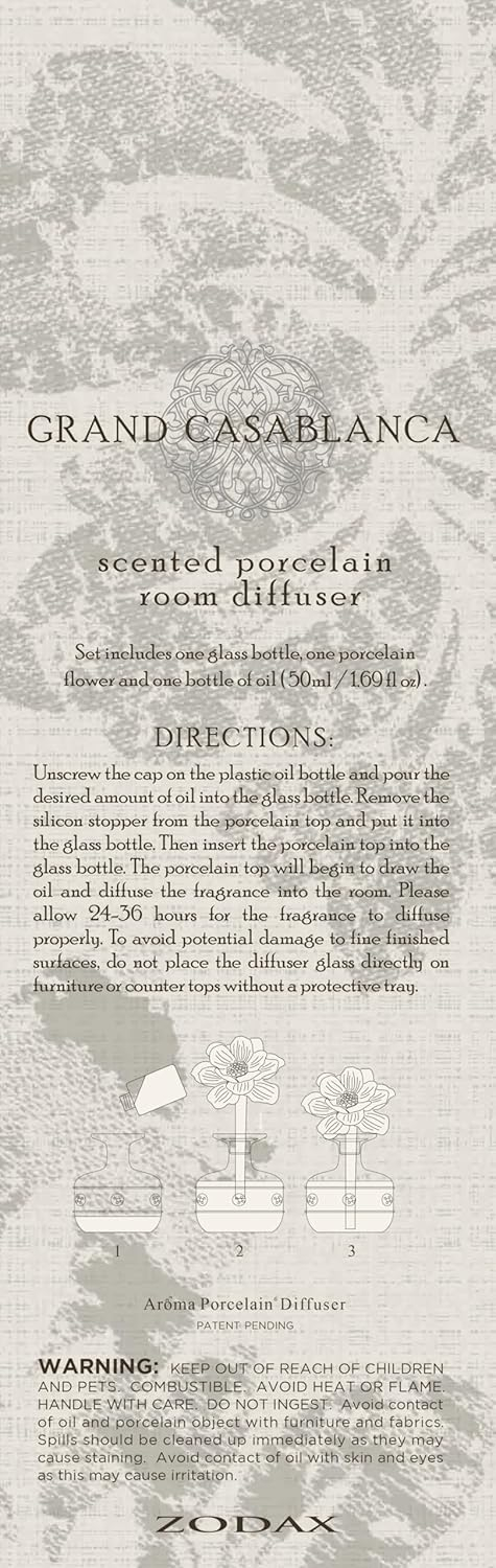 Zodax Grand Casablanca Plant / Floral Reed Diffusers And Sticks