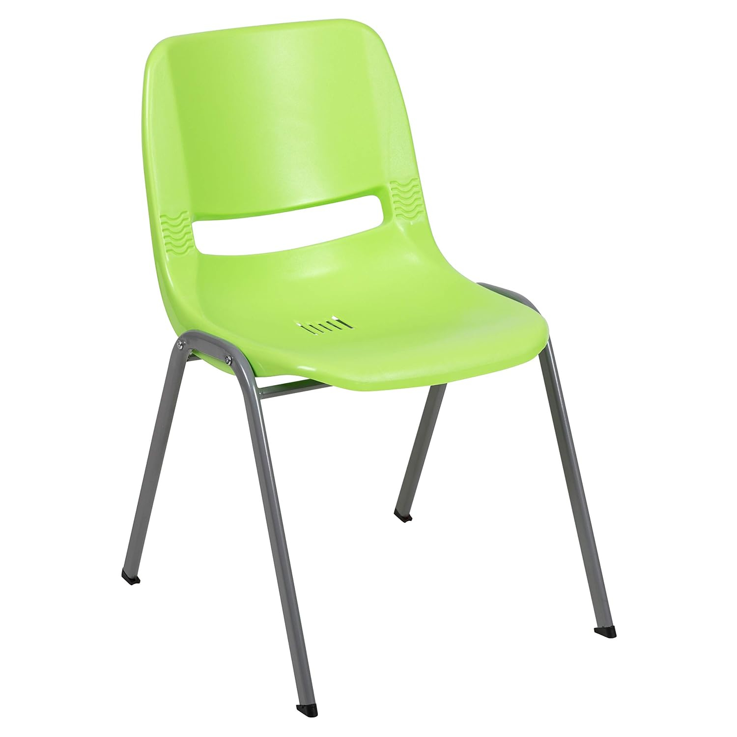Flash Furniture HERCULES Series 5 Pack 880 lb. Capacity Green Ergonomic Shell Stack Chair with Gray Frame