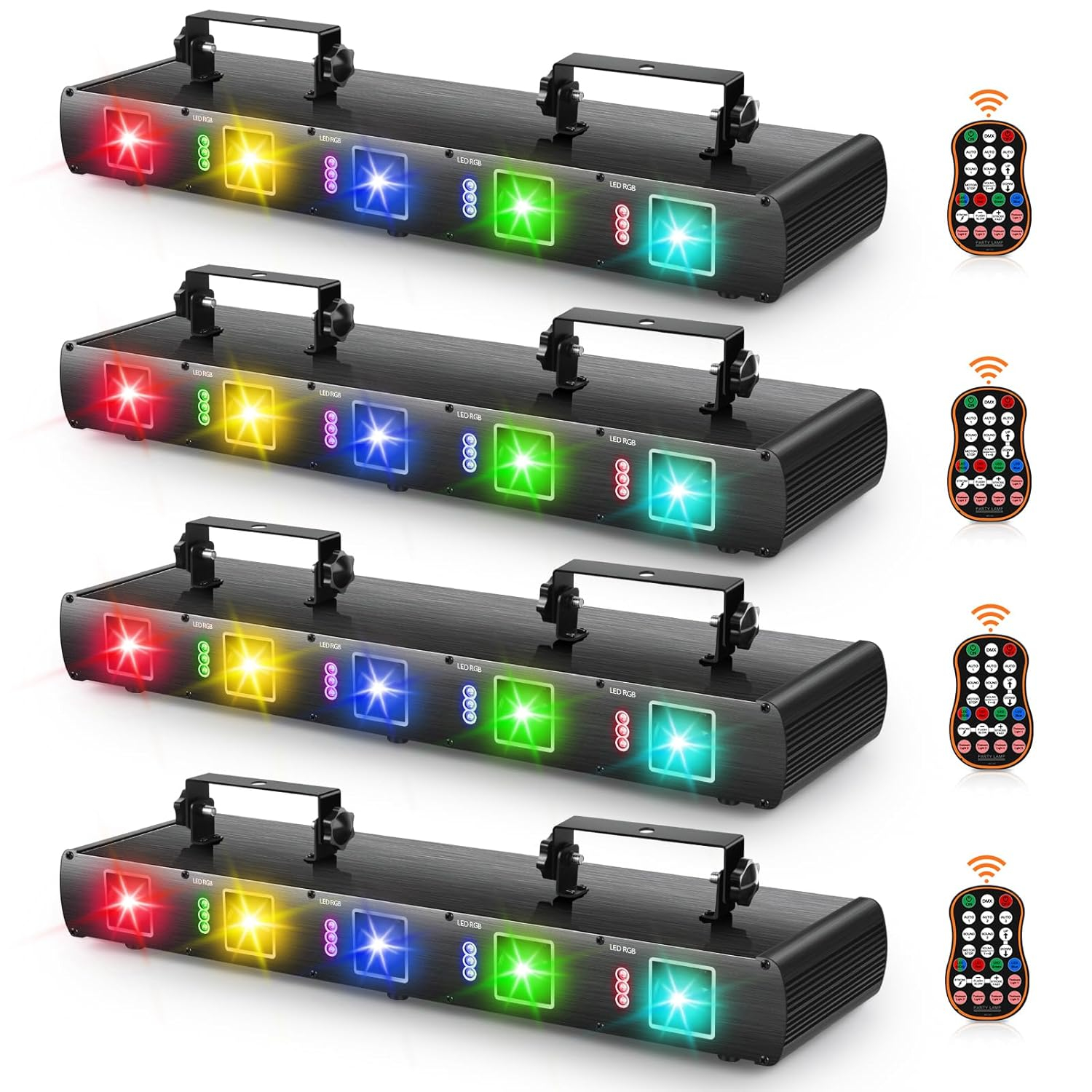 U`King Stage Laser Light, 5 Beam Sound Activated DJ Party Lights RGBYC LED Music Projector with Remote Control DMX for Dancing Birthday Bar Pub Stage