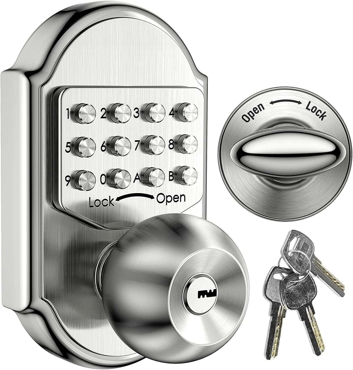 Keyless Entry Door Lock Deadbolt Keypad Mechanical Stainless Steel (Pass Code or Key) 100% Mechanical, No Electronic