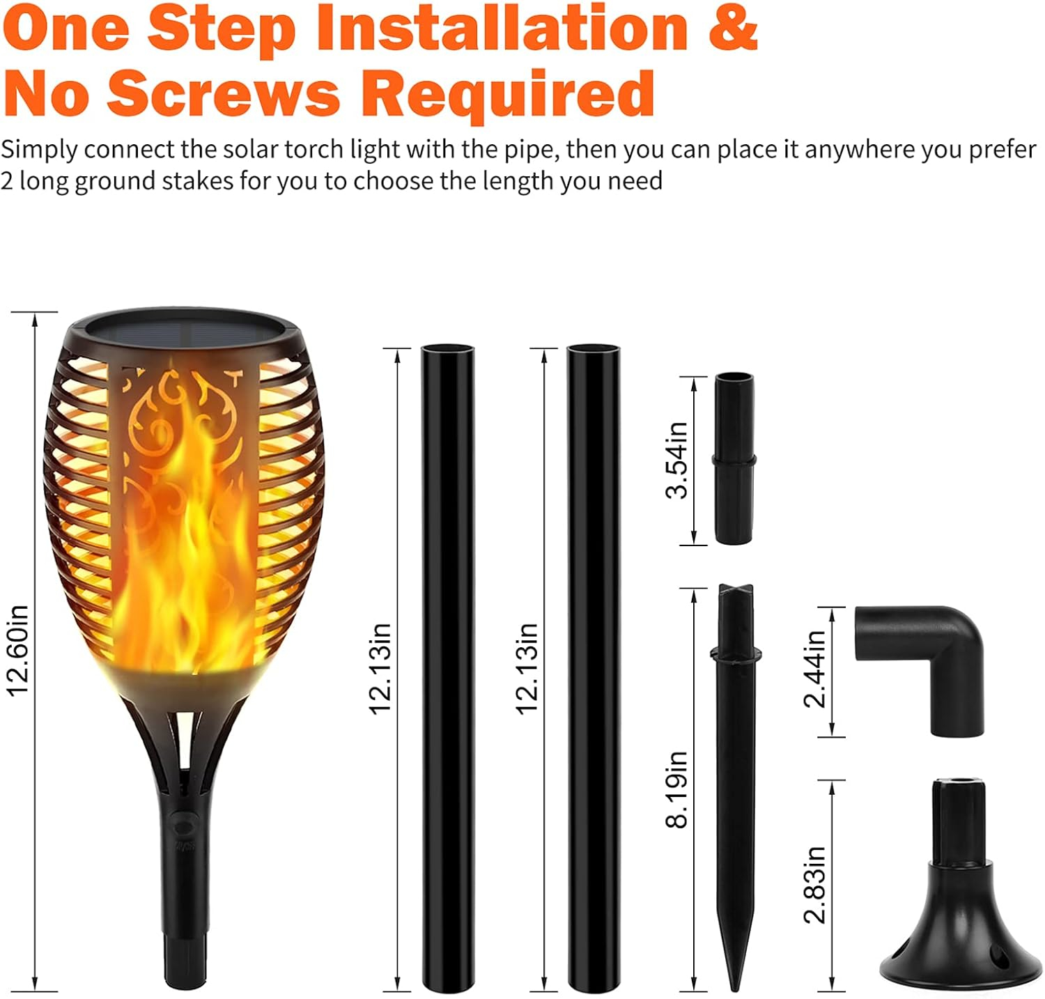Morttic Solar Torch Light Outdoor, 96 Led Tiki Torches with Flickering Flame, Waterproof Landscape Garden Pathway Decoration Lighting with Auto On/Off Dusk to Dawn, 4 Pack