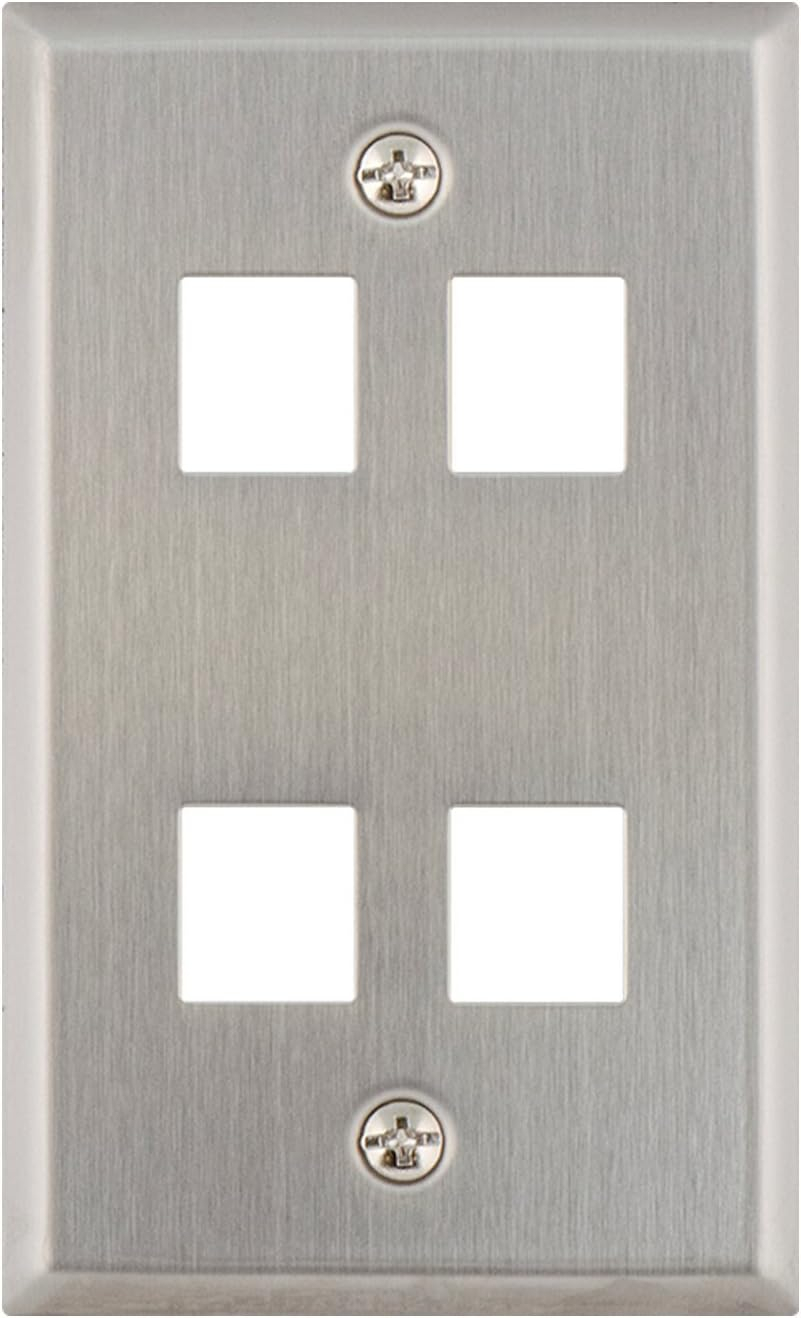 White Single Gang 4-Port Keystone Wall Plate