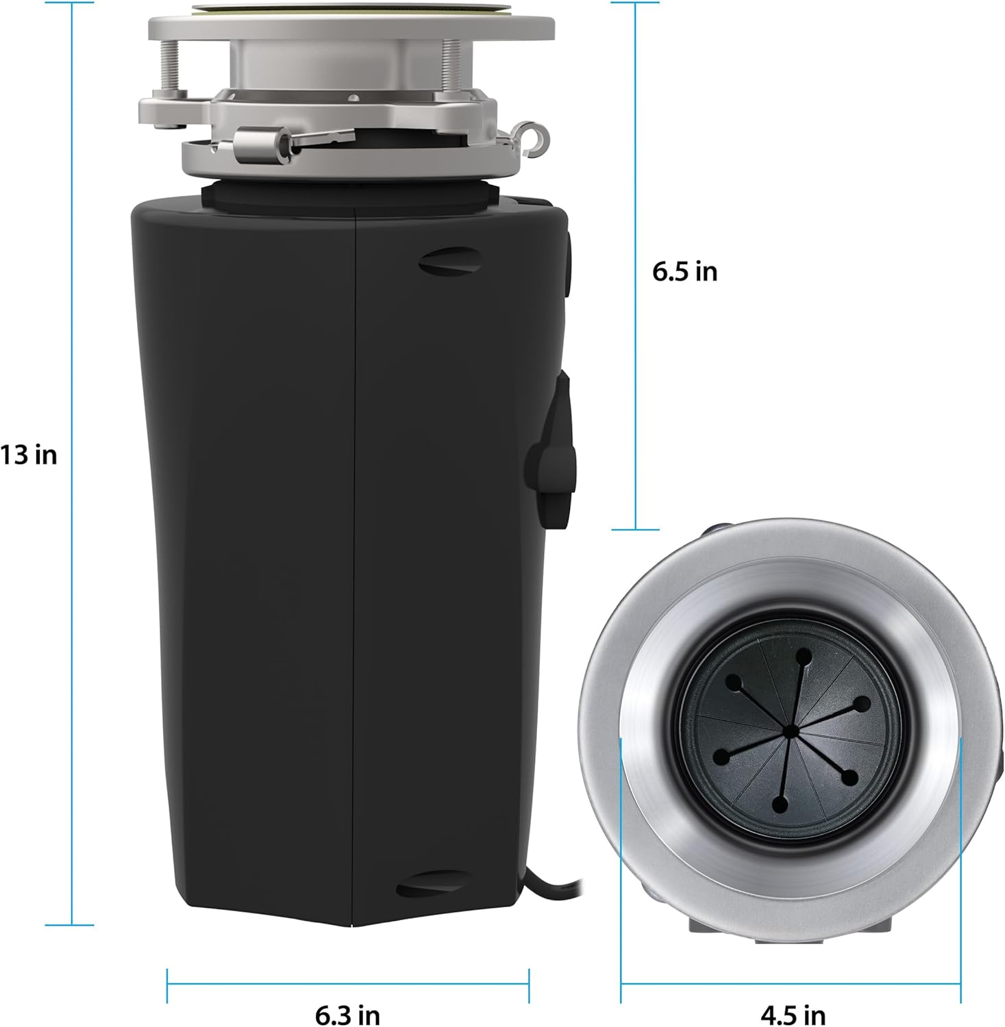 Titan 1/2 HP Garbage Disposal Featuring Bio Shield, Attached Power Cord, Continuous Feed 10-US-TN-560-3B