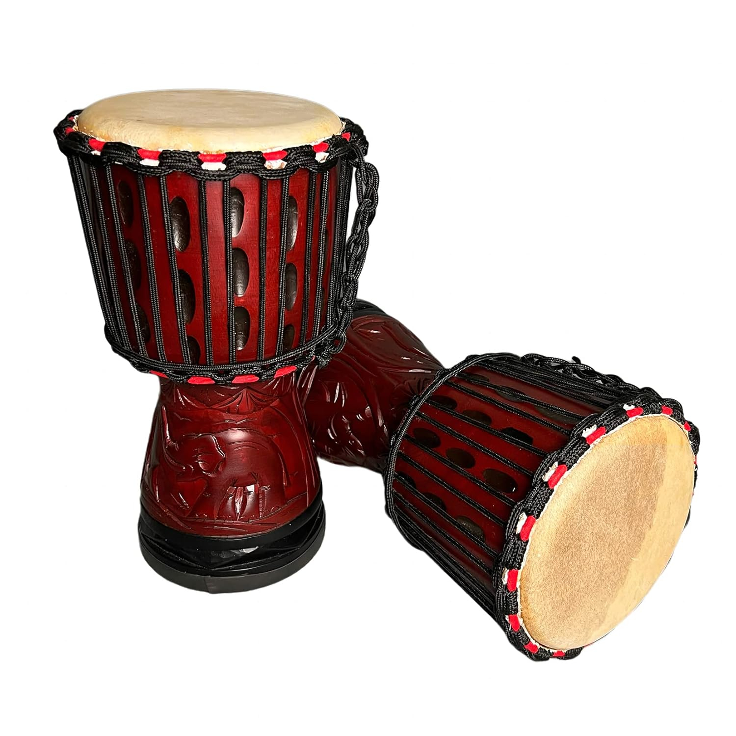 Djembe Drum 8'' Pure Handmade Solid Wood Deep Carving,Percussion, From West African Style Tambourine, Bongo