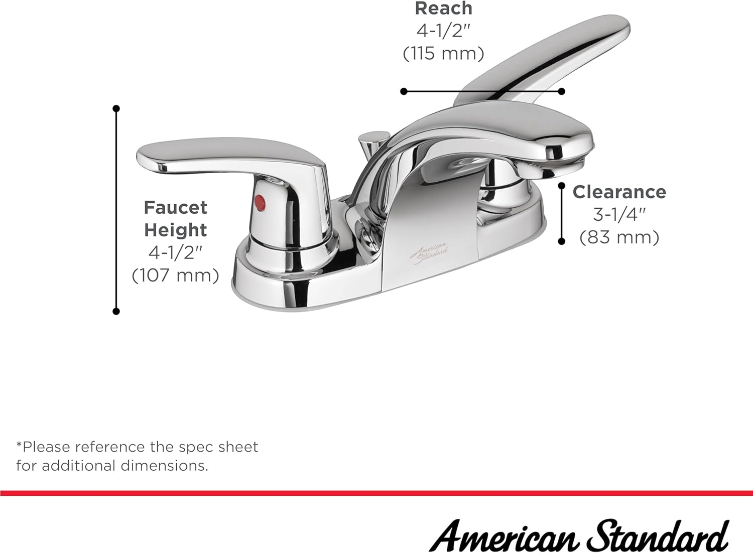 American Standard 7075.205 Colony Pro 1.2 GPM Centerset Bathroom Faucet - Black