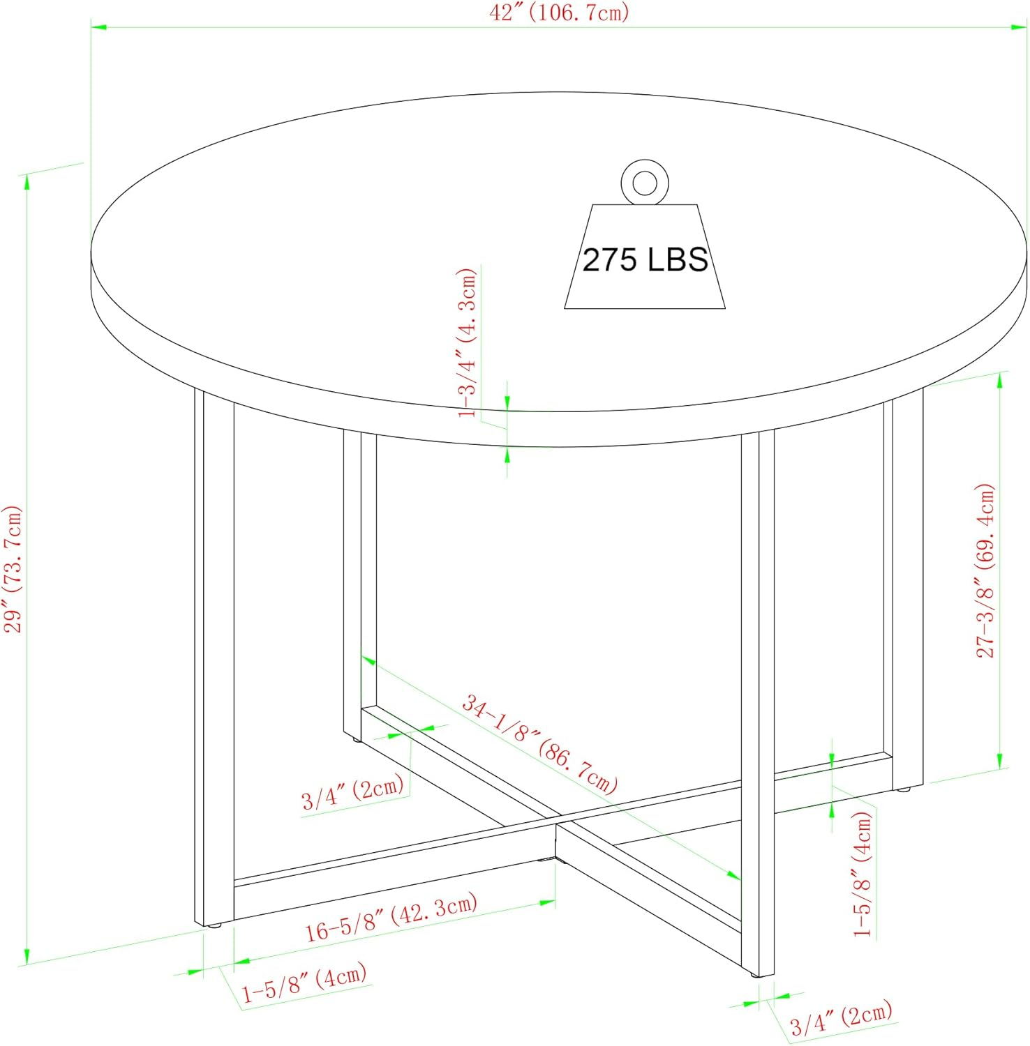 Walker Edison Urban Industrial Metal and Wood Round Dining Table, Coastal Oak