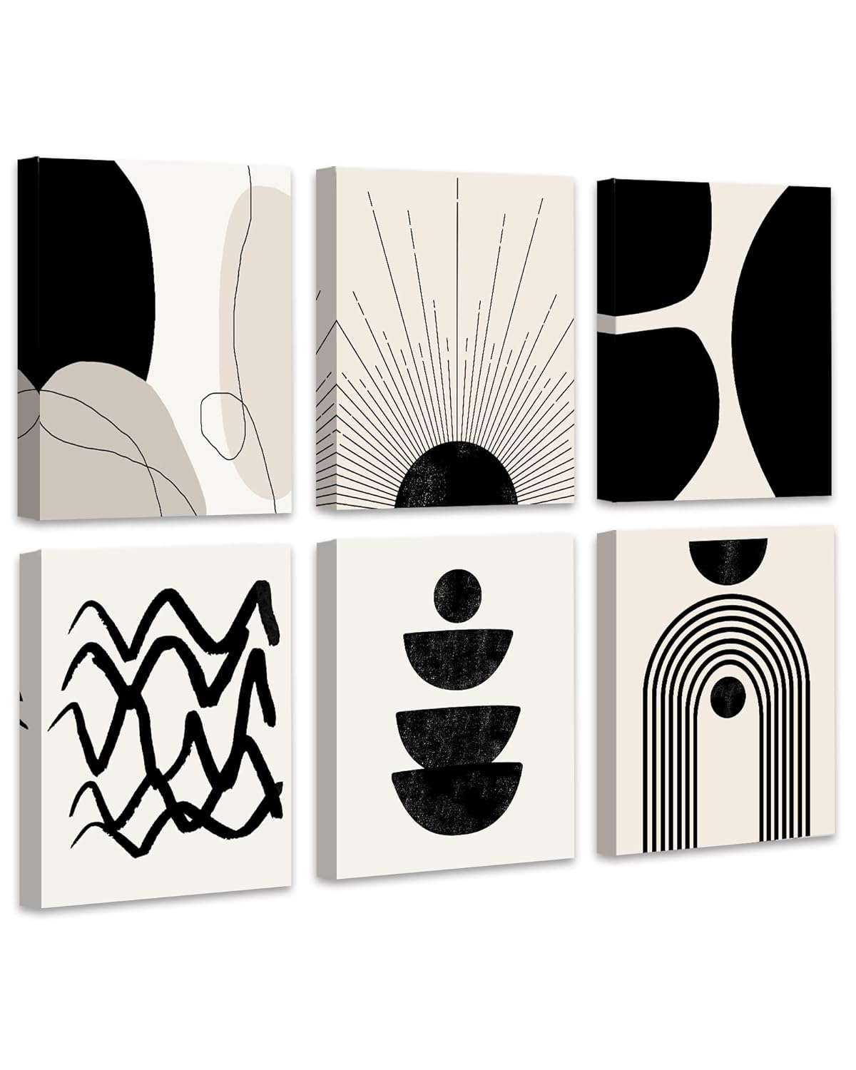 Drsoum Abstract Boho Wall Art Minimalist Geometric Framed  Room Decor Black Bohemian Poster 8"x10"