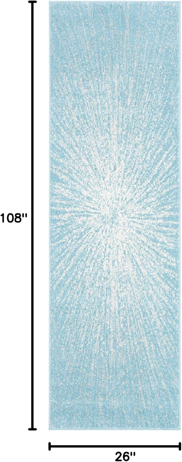 Fuchsia and Cream Synthetic Stain-Resistant Runner Rug