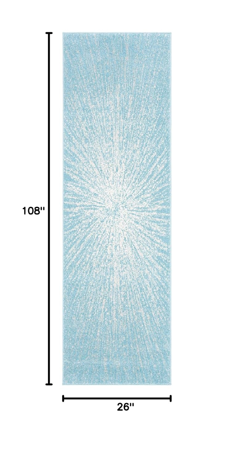 Fuchsia and Cream Synthetic Stain-Resistant Runner Rug