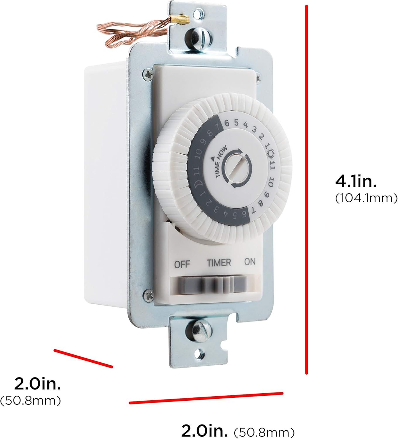 UltraPro 24-Hour Indoor Mechanical In-Wall Timer, 30 Minute Interval, Neutral Wire Required, Dial Timer Light Switch for Lights, Bathroom Fan, Exhaust Fan, Single Pole Wall Timer Switch, White, 41092