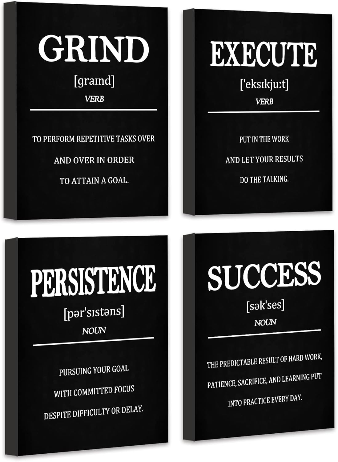 Drsoum Inspirational Office Wall Art Motivational Quotes Wood Framed Canvas Posters 8"x10"x6PCS