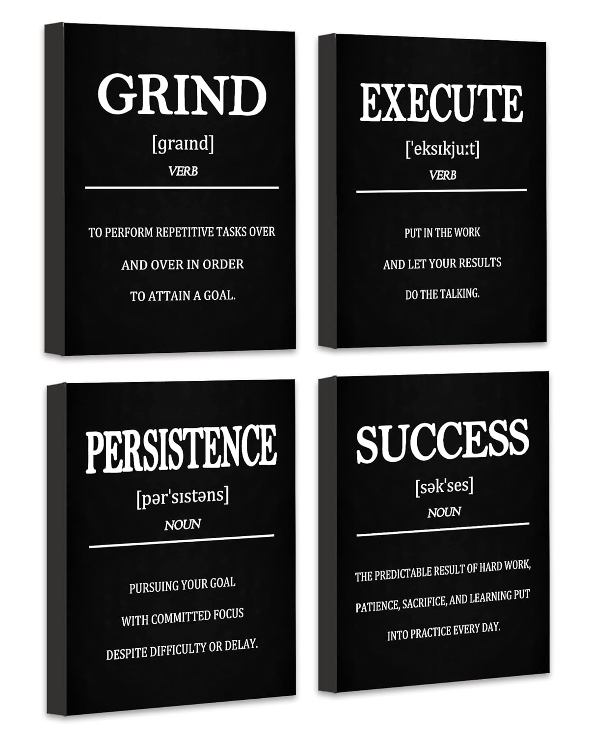 Drsoum Inspirational Office Wall Art Motivational Quotes Wood Framed Canvas Posters 8"x10"x6PCS