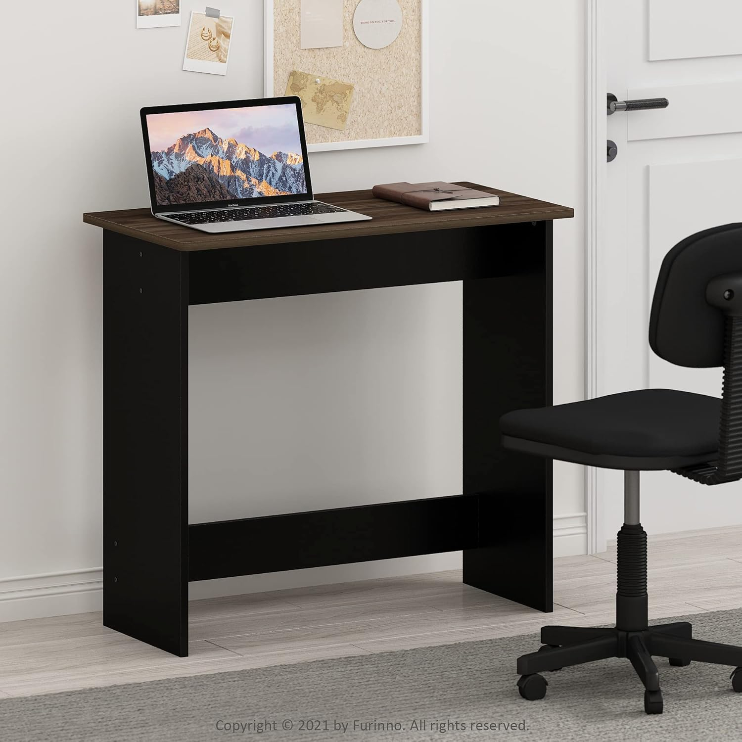 Furinno  Simplistic Study Table - Columbia Walnut & Black