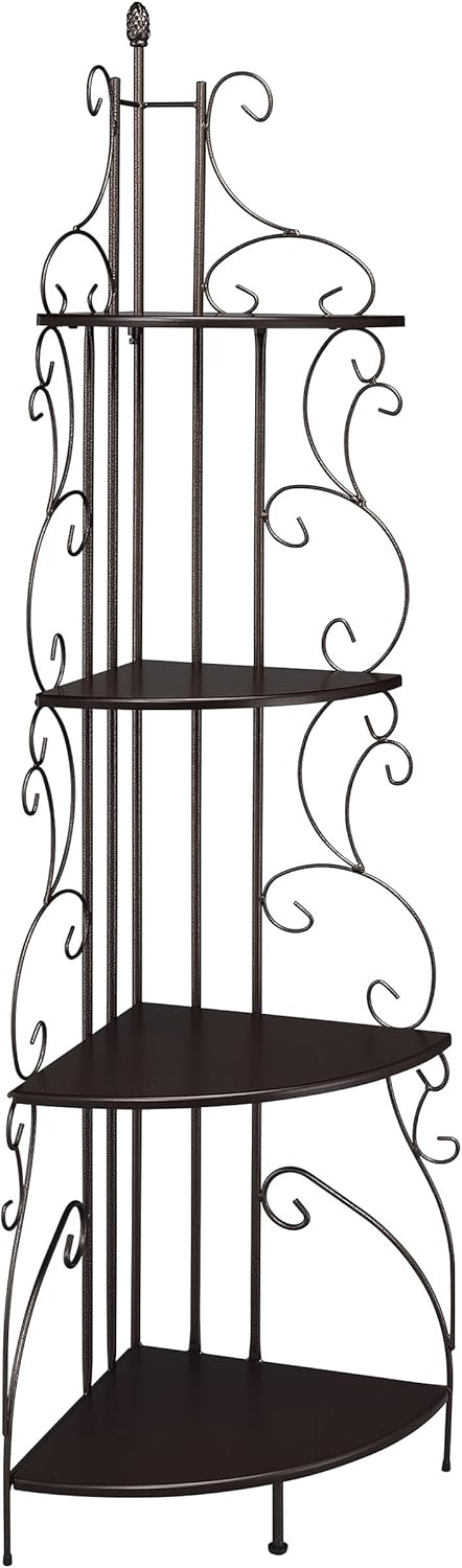 Coaster 4 Shelves Traditional Metal Corner Bookcase in Copper