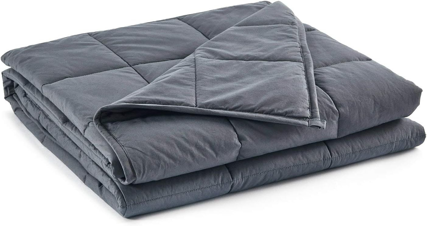 King Size Weighted Blanket | 80''x90'',20lbs | for Single or Double | Premium Cotton Material with Glass Beads | Dark Grey