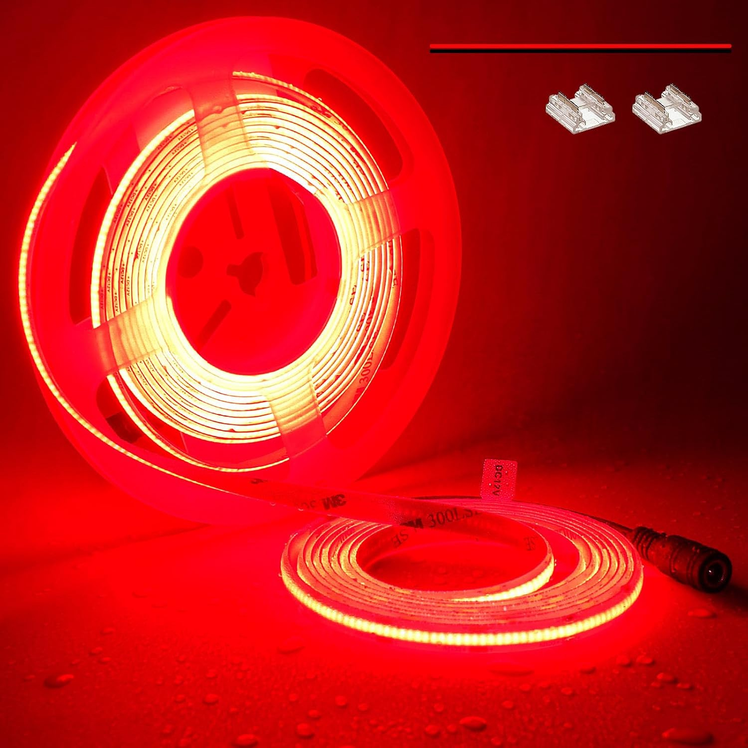 12V COB LED Strip Light Daylight White 5000K Waterproof IP65 480LEDs/M Super Bright 4000Lm CRI>90 16.4ft/5M Dotless High Density Cuttable Flexible for Cabinet Home DIY Lighting Projects