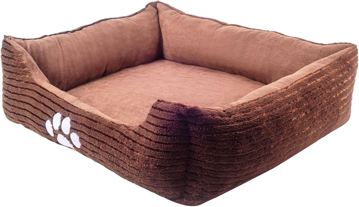 Long Rich Reversible Rectangle Pet Bed Dog Bed with Dog Paw Embroidery,Medium size, by Happycare Textiles