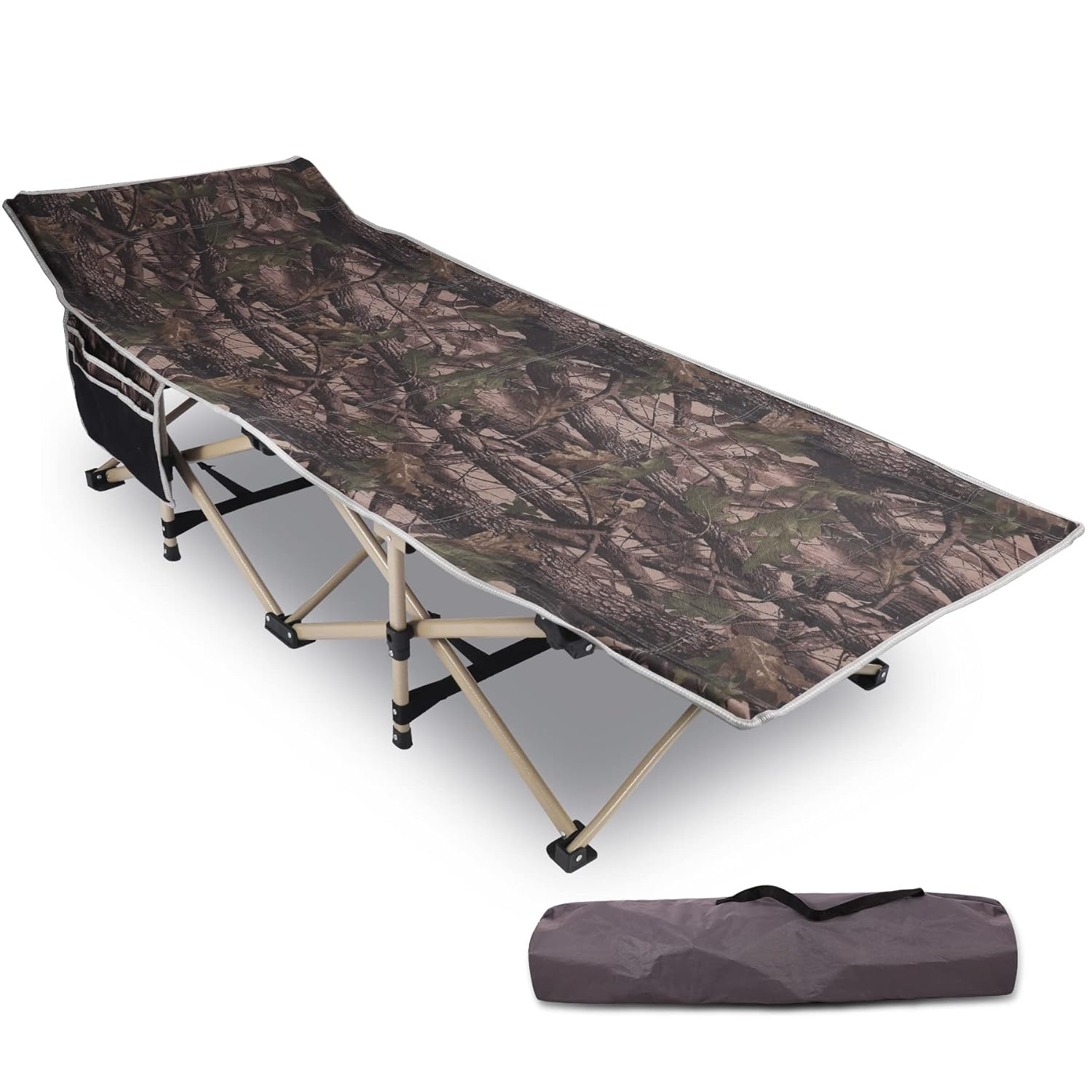 REDCAMP Folding Hunting Cots for Adults 500lbs, XL Sleeping Cots for Hunting, Extra Wide Portable for Camping Outdoor Travel Indoor Home, Camo