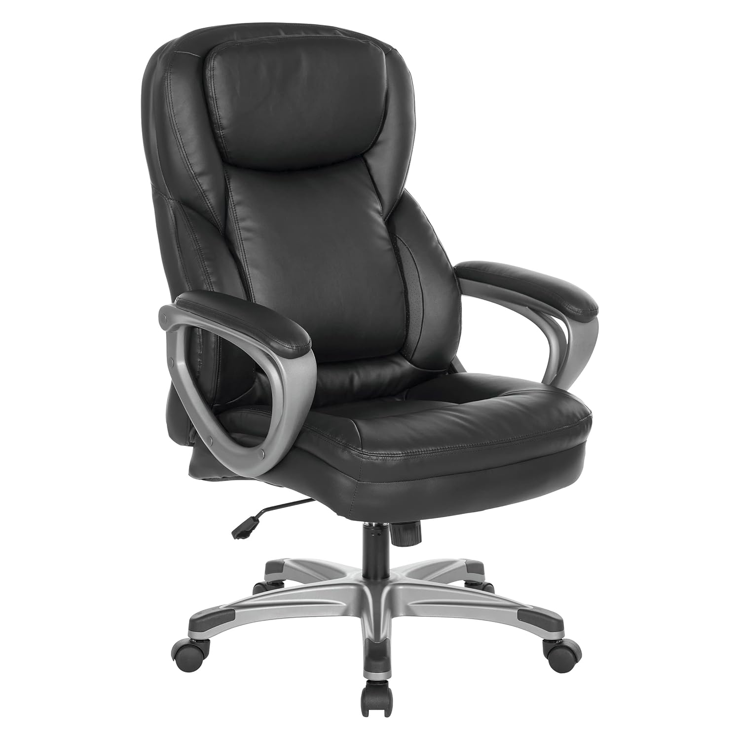 Executive Black Bonded Leather Chair with Titanium Coated Nylon Base
