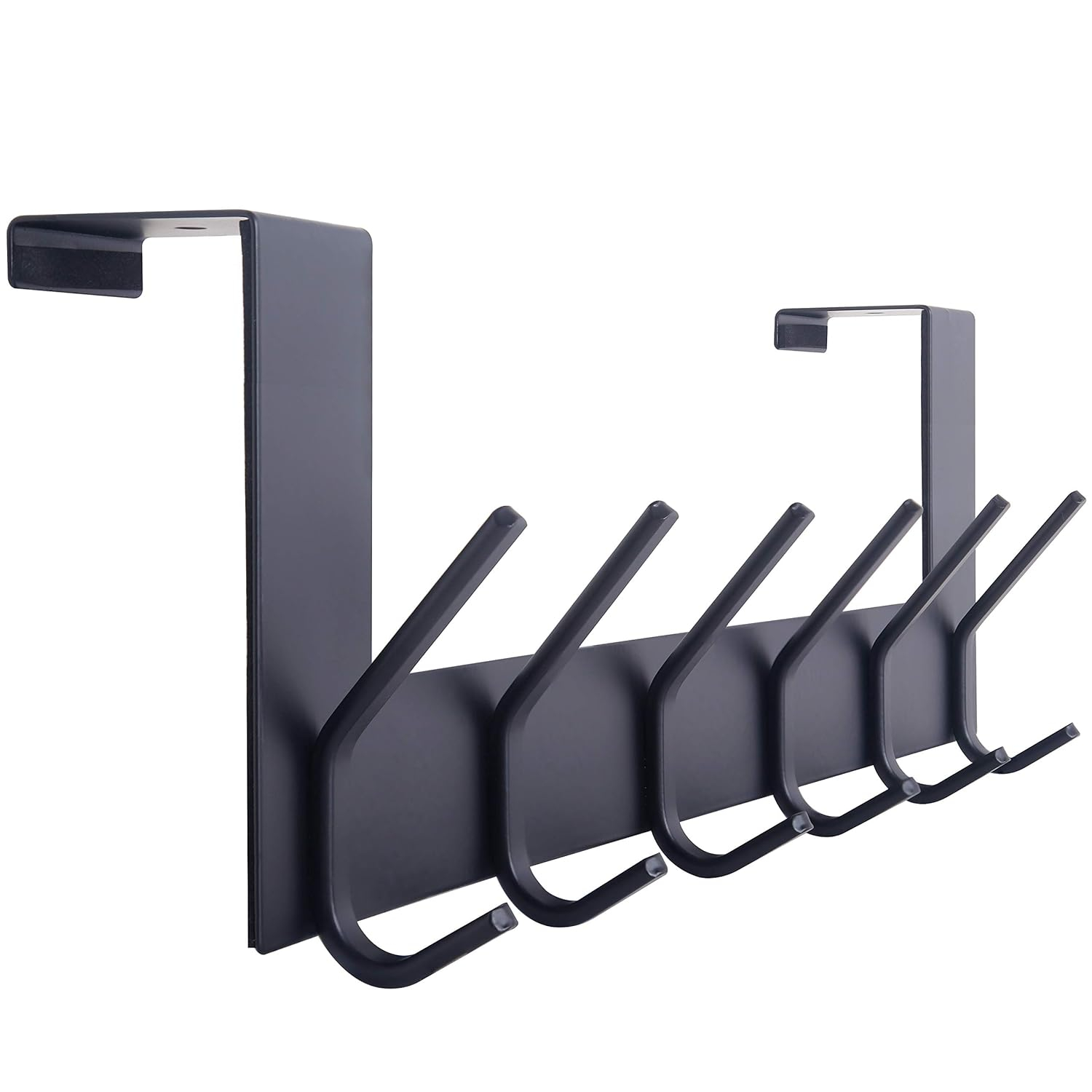 WEBI Over The Door Hooks Door Hanger,Over The Door Towel Rack with 6 Hooks for Hanging,Door Coat Towel Hanger Door Coat Rack,Black